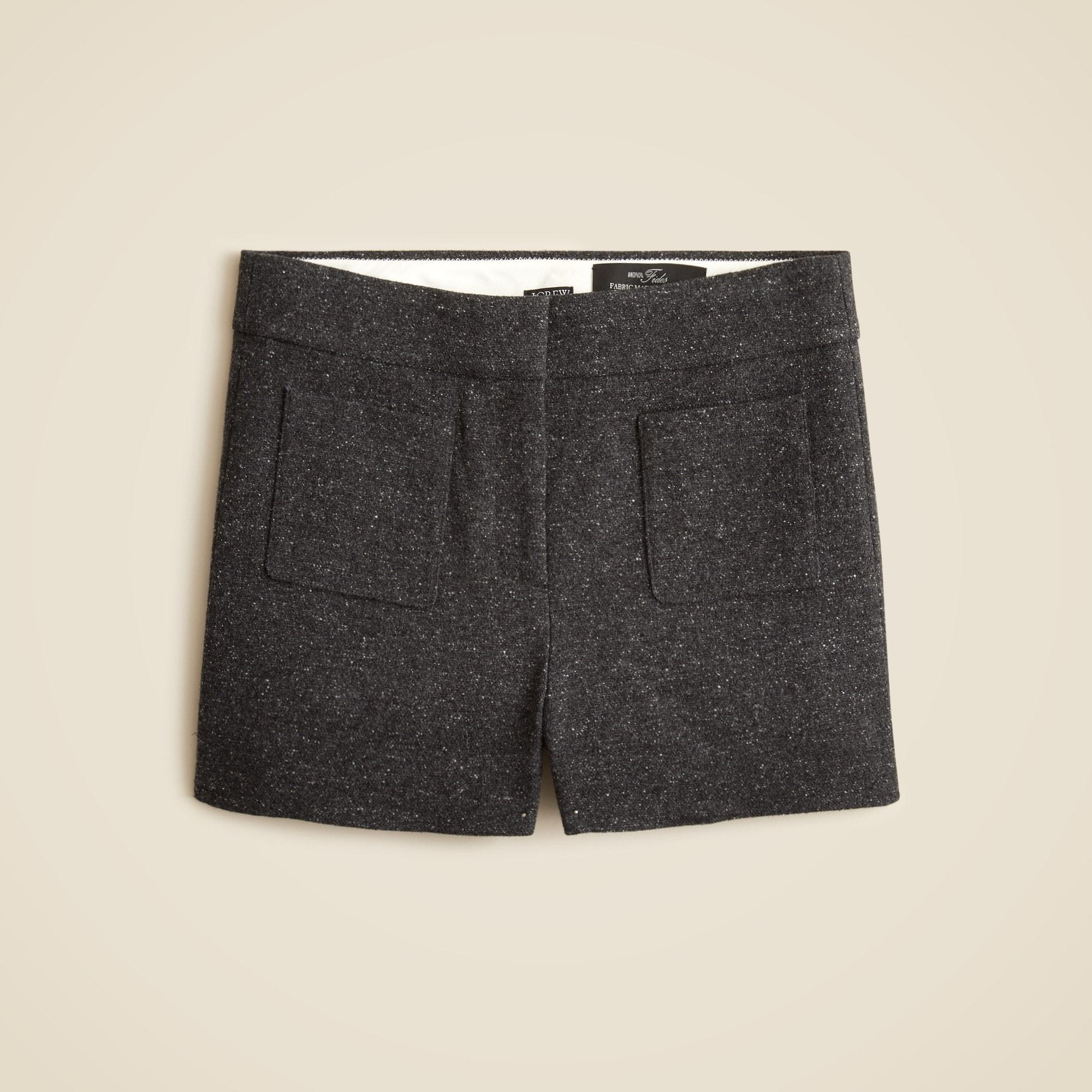 Patch-pocket short in donegal wool blend Product Image