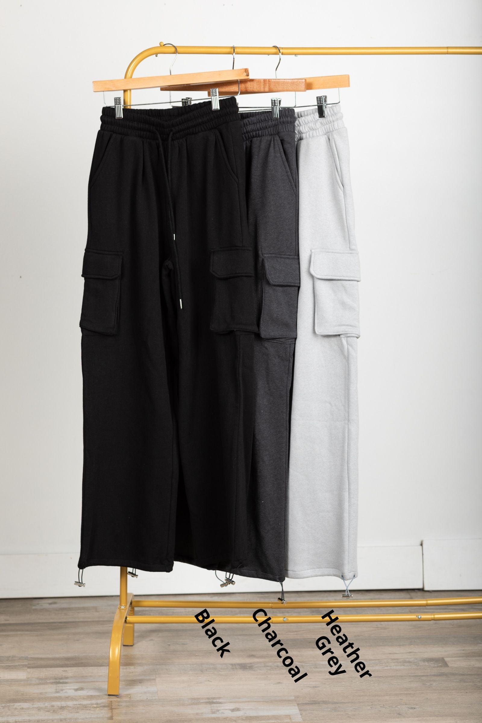 Fleece Cargo Wide Leg Sweatpants Product Image