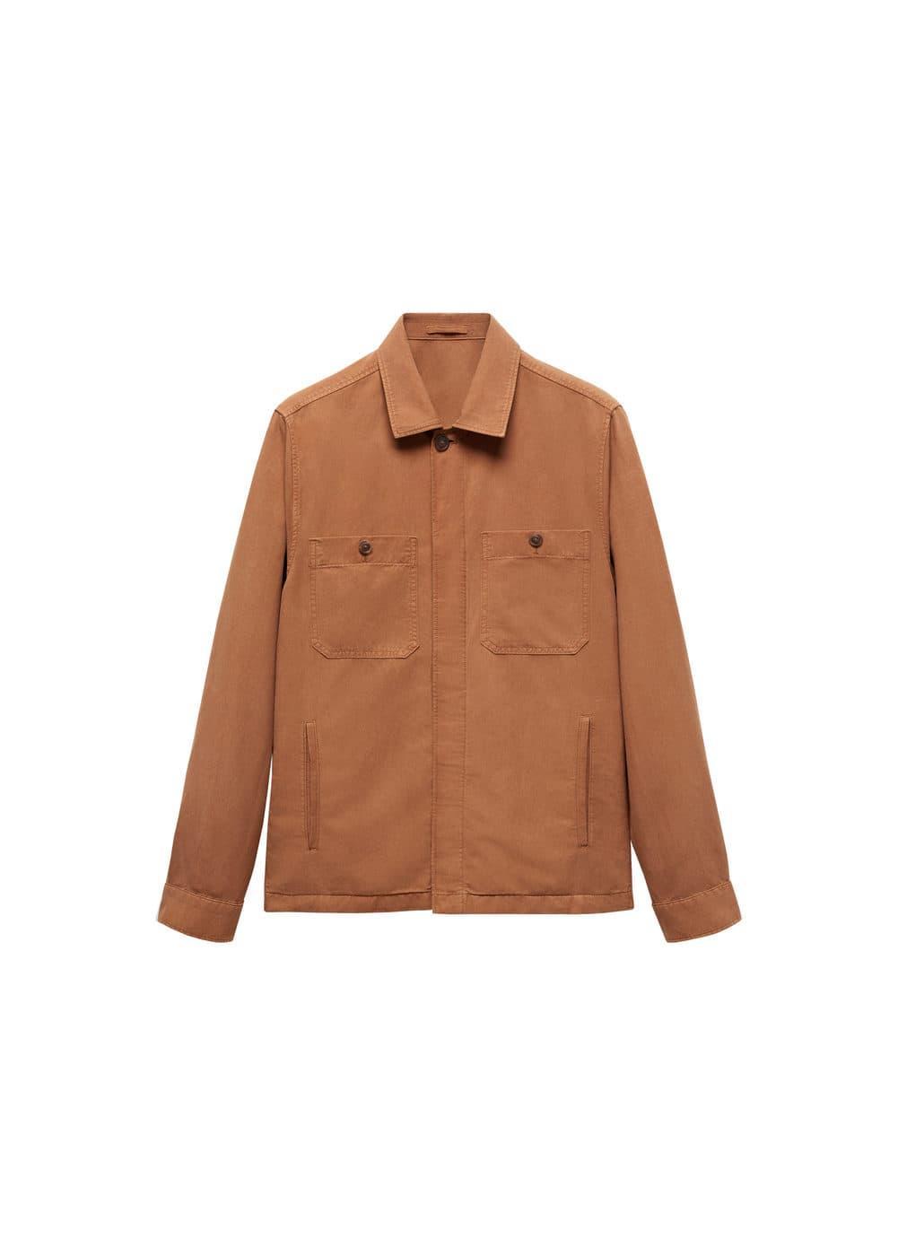 MANGO MAN - Slim-fit Tencel linen overshirt burnt orangeMen Product Image