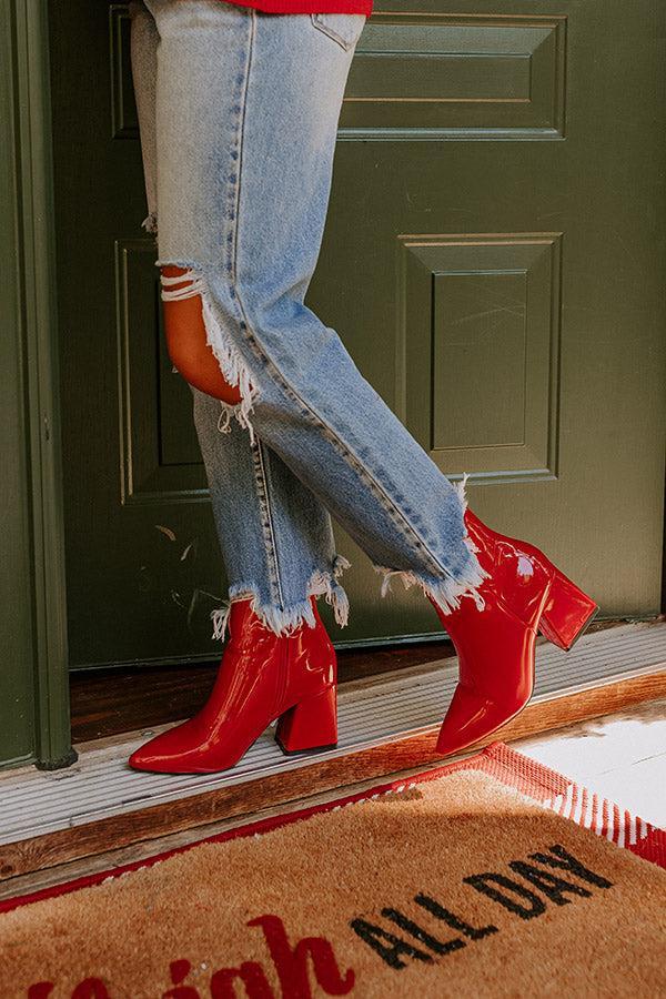 The Rowe Patent Bootie In Red Product Image