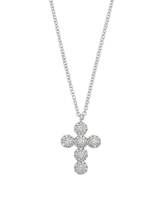 Womens 14K White Gold & 0.25 TCW Diamond Cross Pendant Necklace Product Image