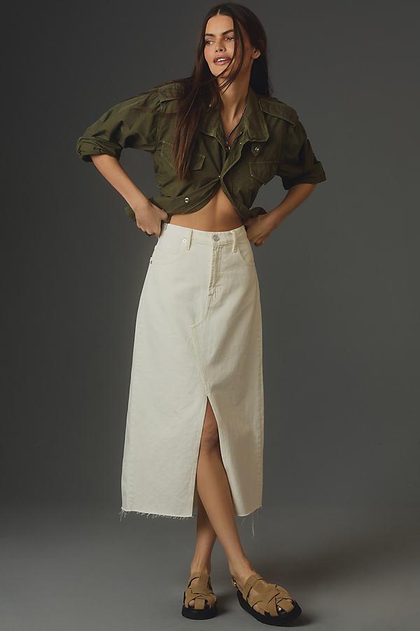 The Midaxi Raw-Hem Denim Midi Skirt Product Image