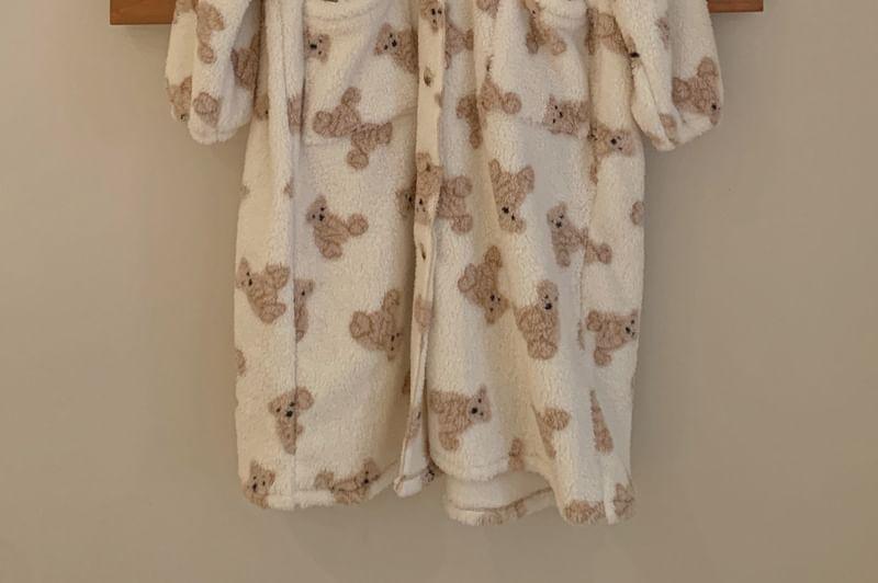 Sailor Collar Bear Patterned Button Robe Product Image