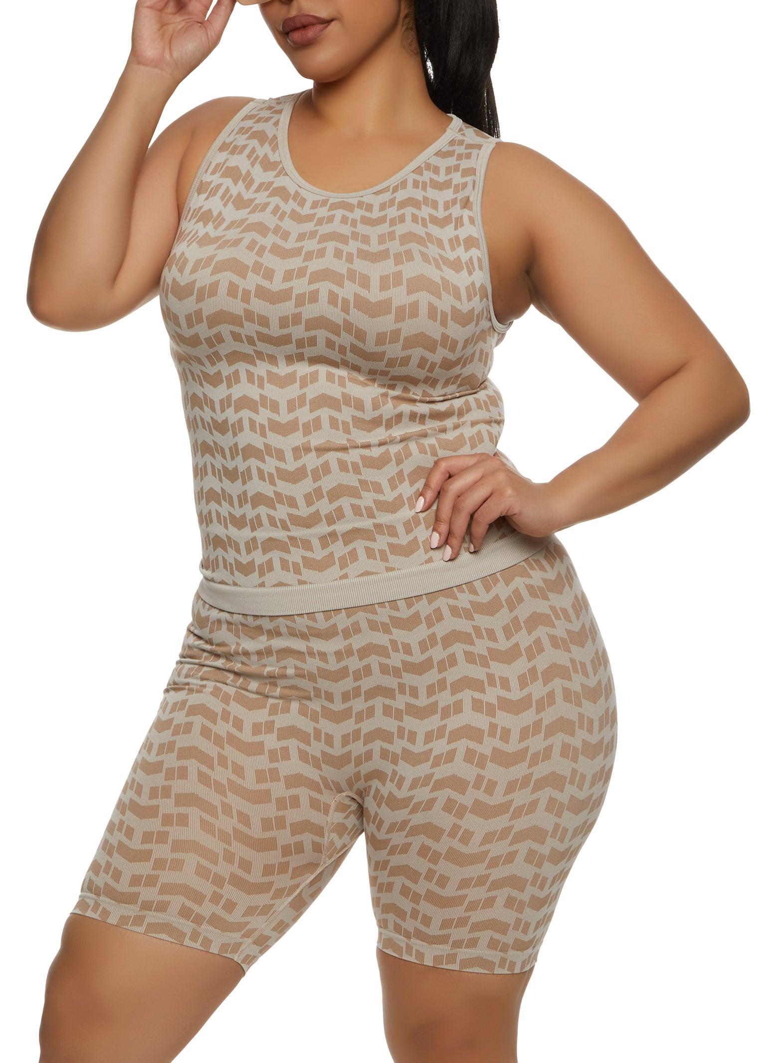 Womens Plus Size Seamless Geometric Print Tank Top Product Image