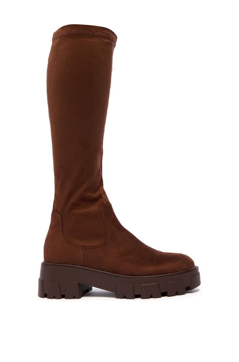 AZALEA WANG JAYE BLACK STRETCH BOOT IN BROWN Product Image