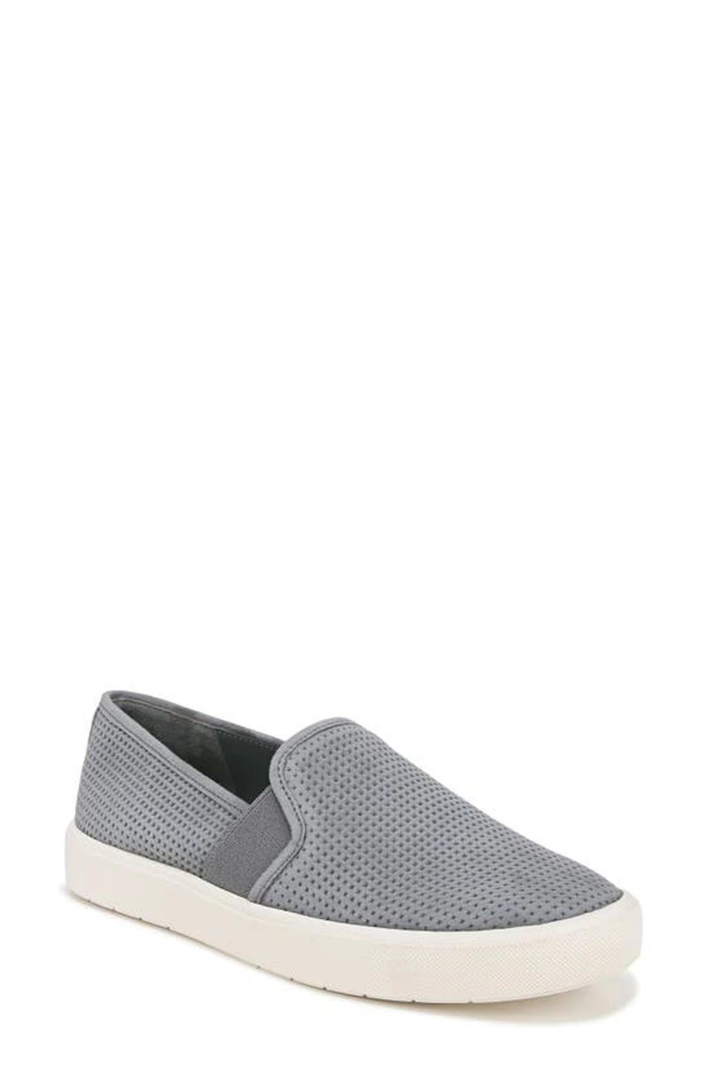 Blair Perforated Suede Slip-on Sneakers In Grey Product Image