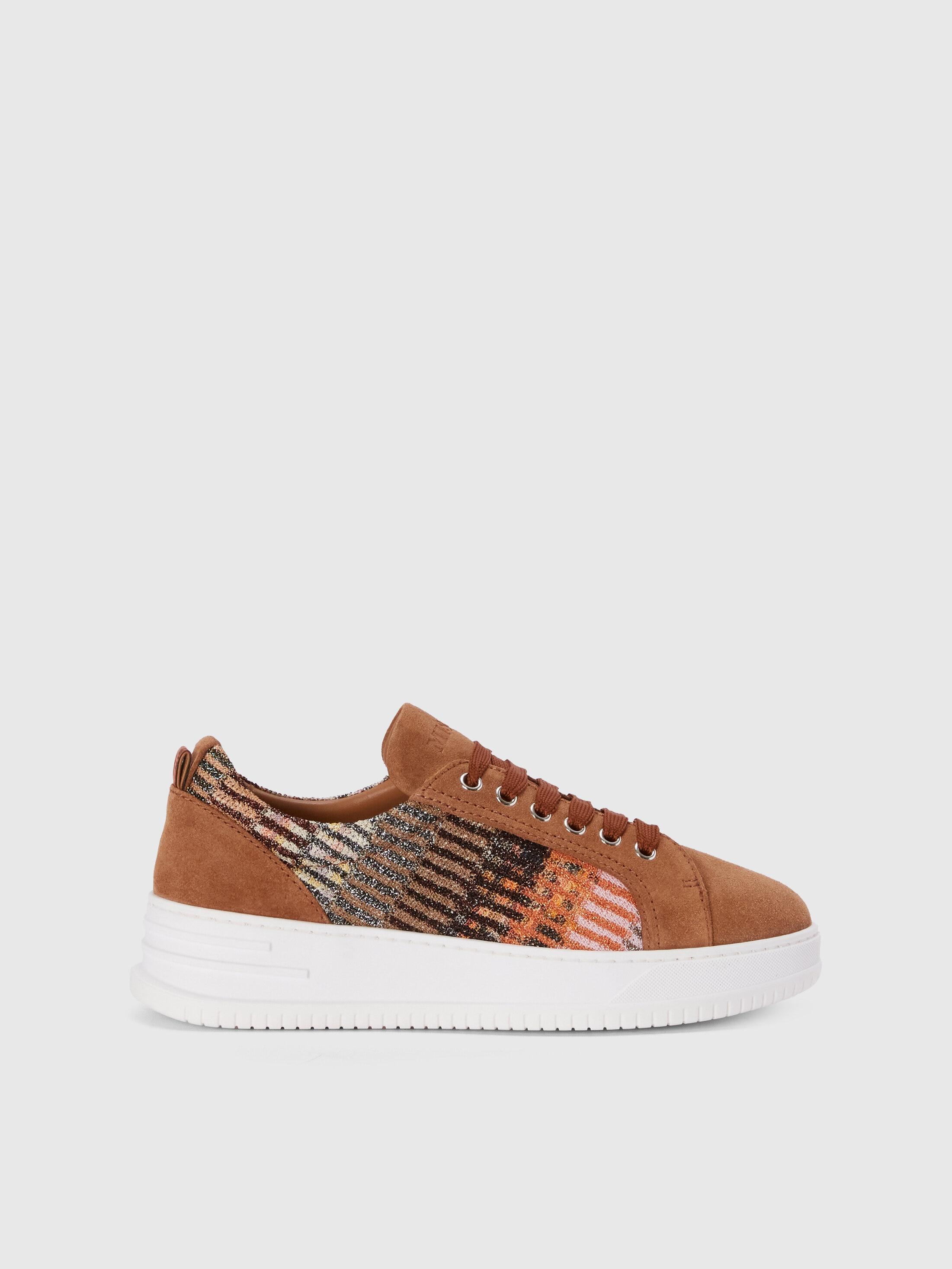 Suede sneakers with lamé fabric insert Product Image