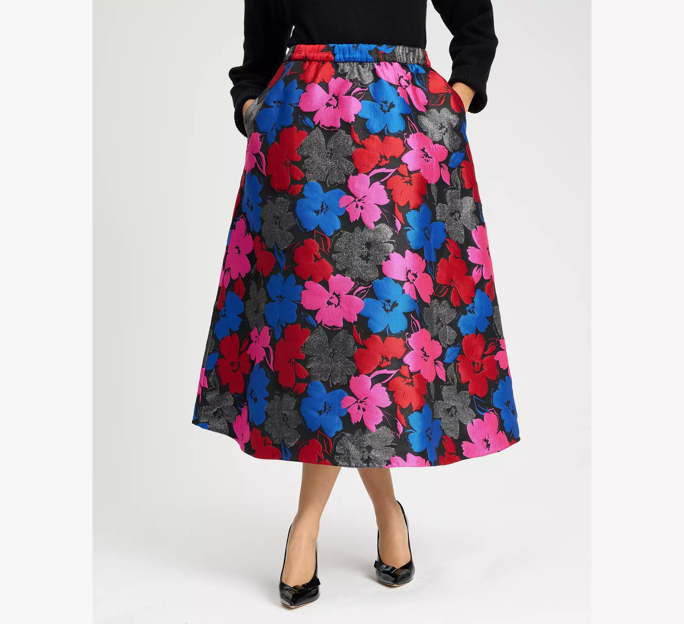 Painterly Blooms Midi Skirt Product Image