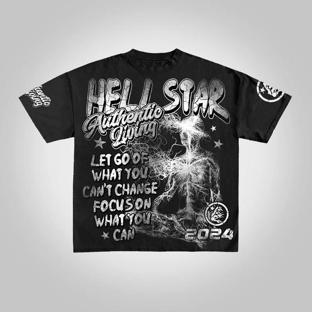 Hellstar-Real Wise Vintage Print Pattern Cotton T-Shirt Product Image