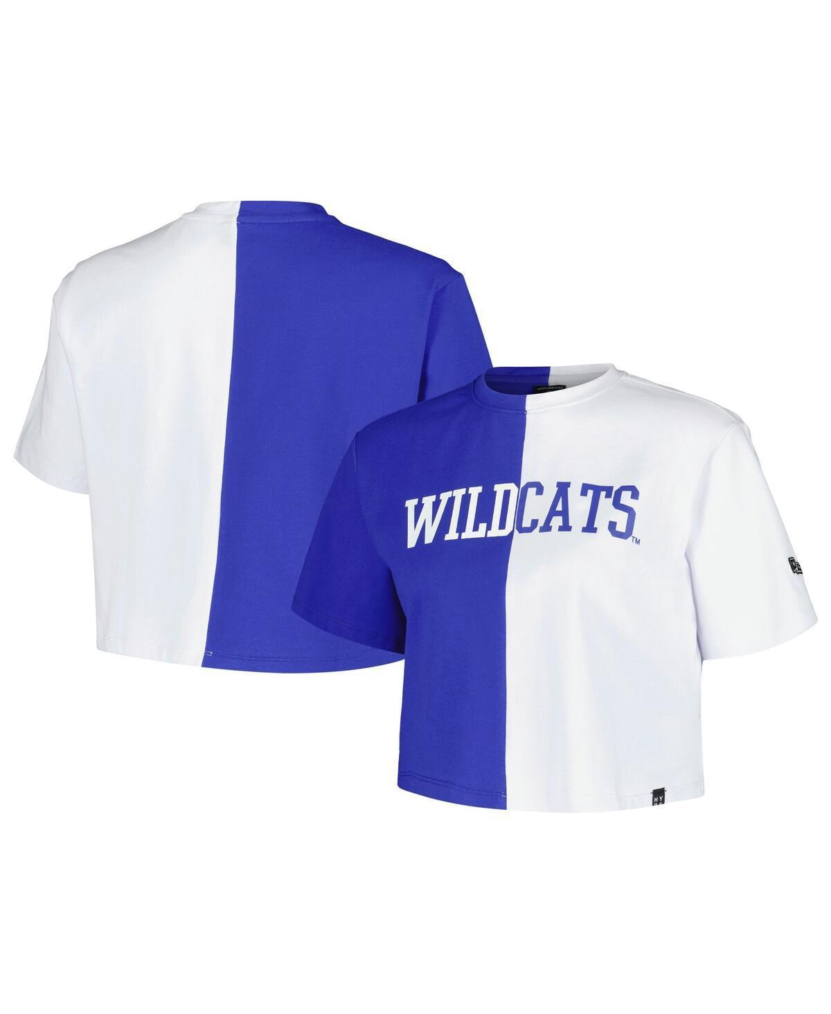 Womens Hype and Vice Royal/White Kentucky Wildcats Color Block Brandy Cropped T-Shirt Product Image