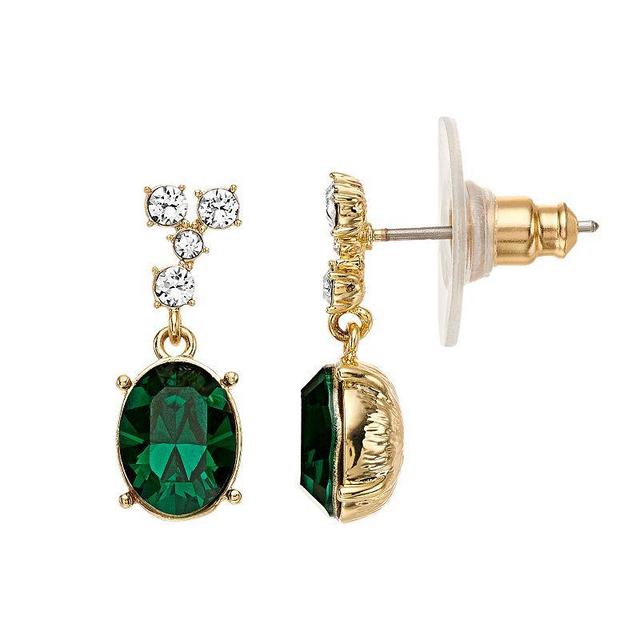 Brilliance Oval Linear Drop Crystal Earrings, Womens, Green Product Image