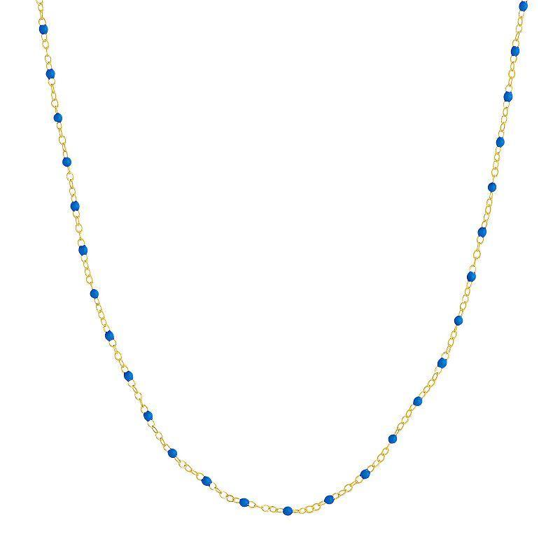 Color Romance 14k Gold Colored Enamel Bead Adjustable Necklace, Womens Blue Blue Product Image