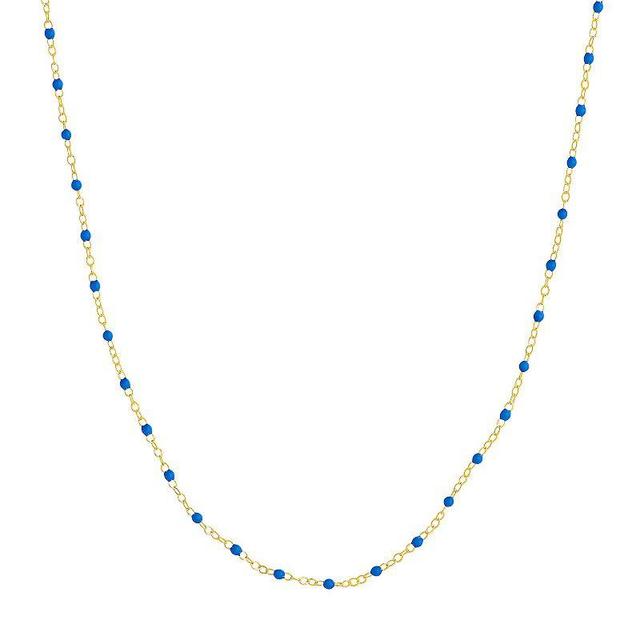 Color Romance 14k Gold Colored Enamel Bead Adjustable Necklace, Womens Blue Blue Product Image