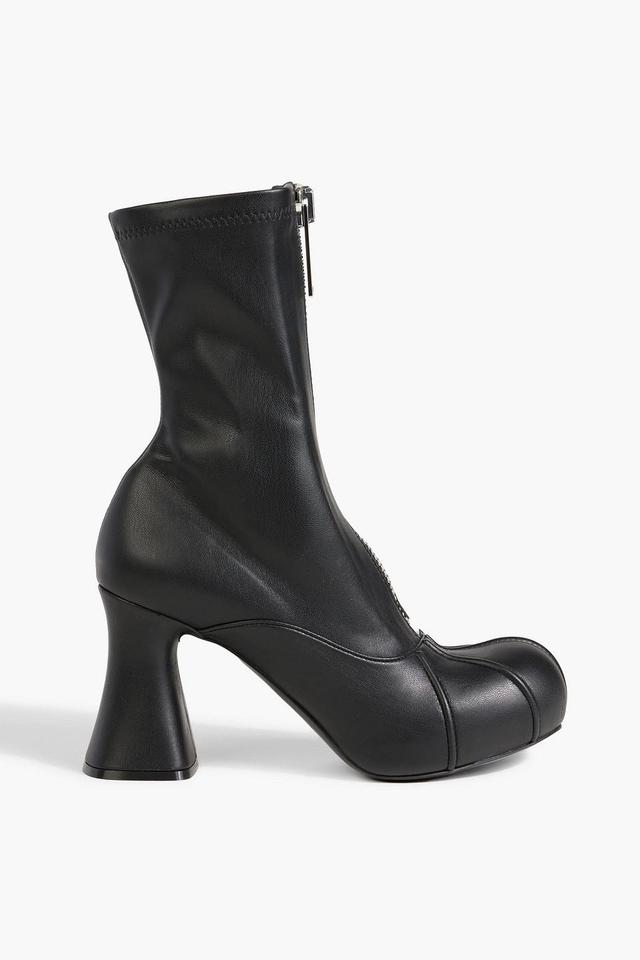 Faux-stretch Leather Ankle Boots In Black Product Image