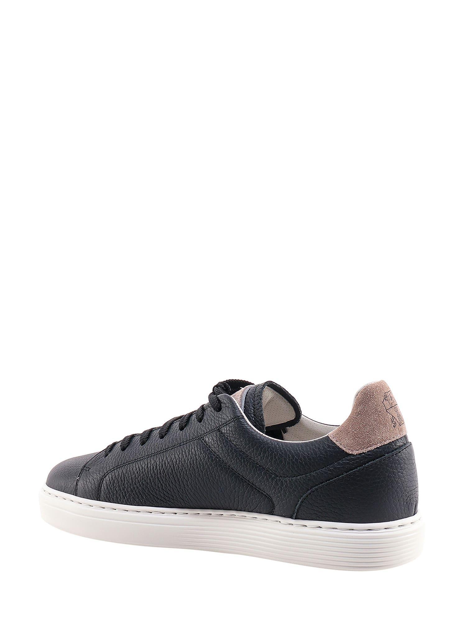 Navy Leather Sneakers In Black Product Image