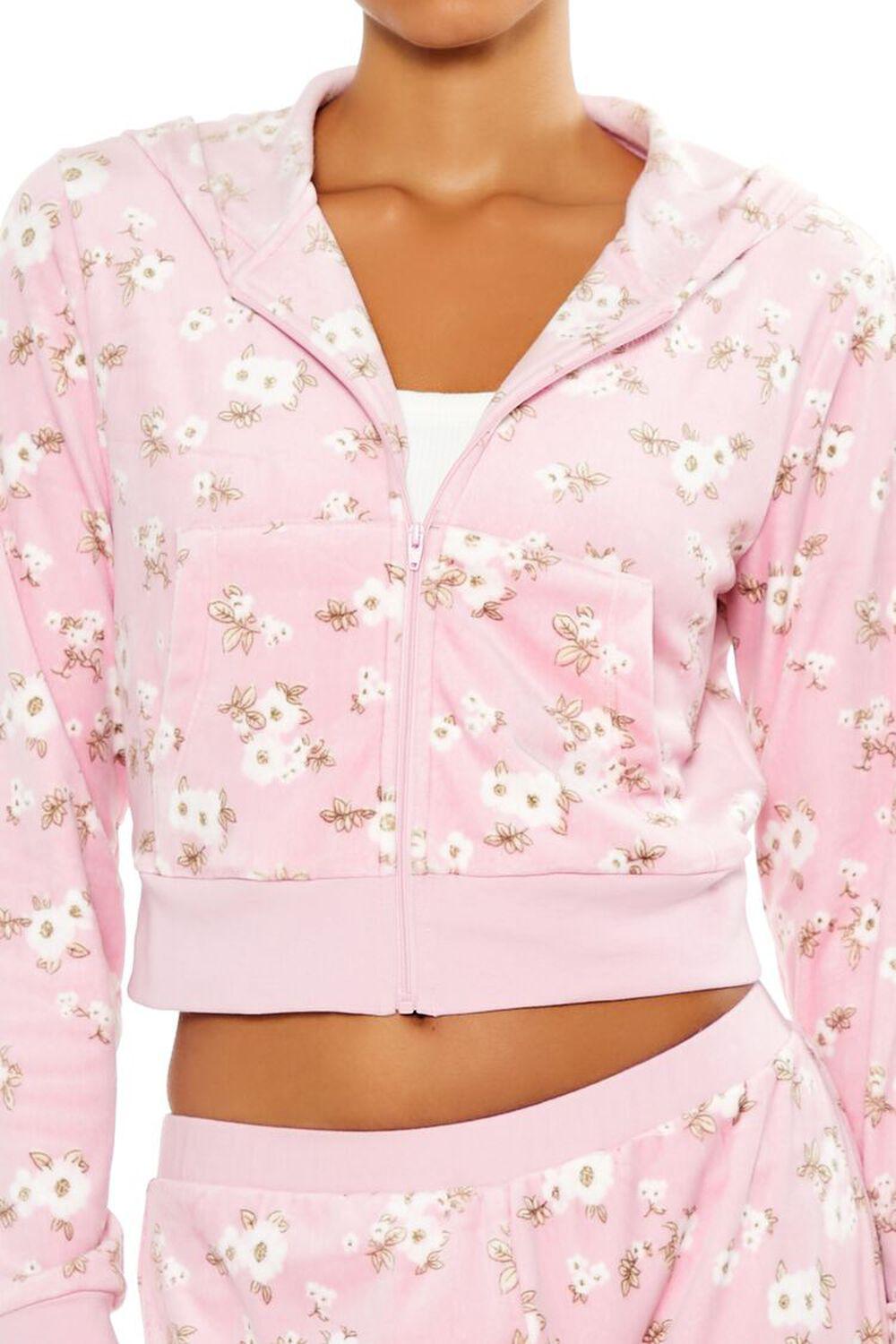 Floral Pajama Zip-Up Hoodie | Forever 21 Product Image