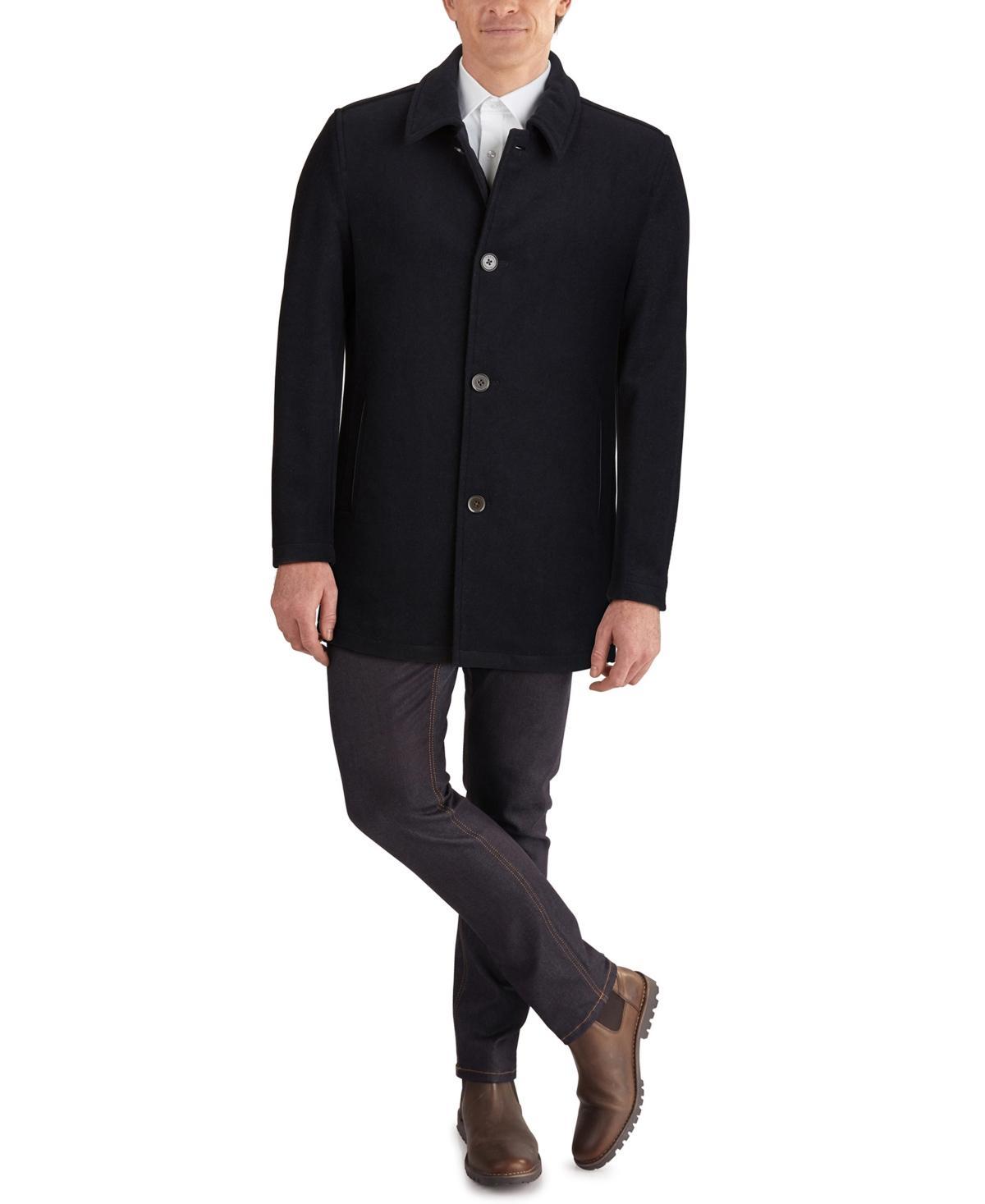 Cole Haan Mens Classic-Fit Car Coat with Faux-Leather Trim Product Image