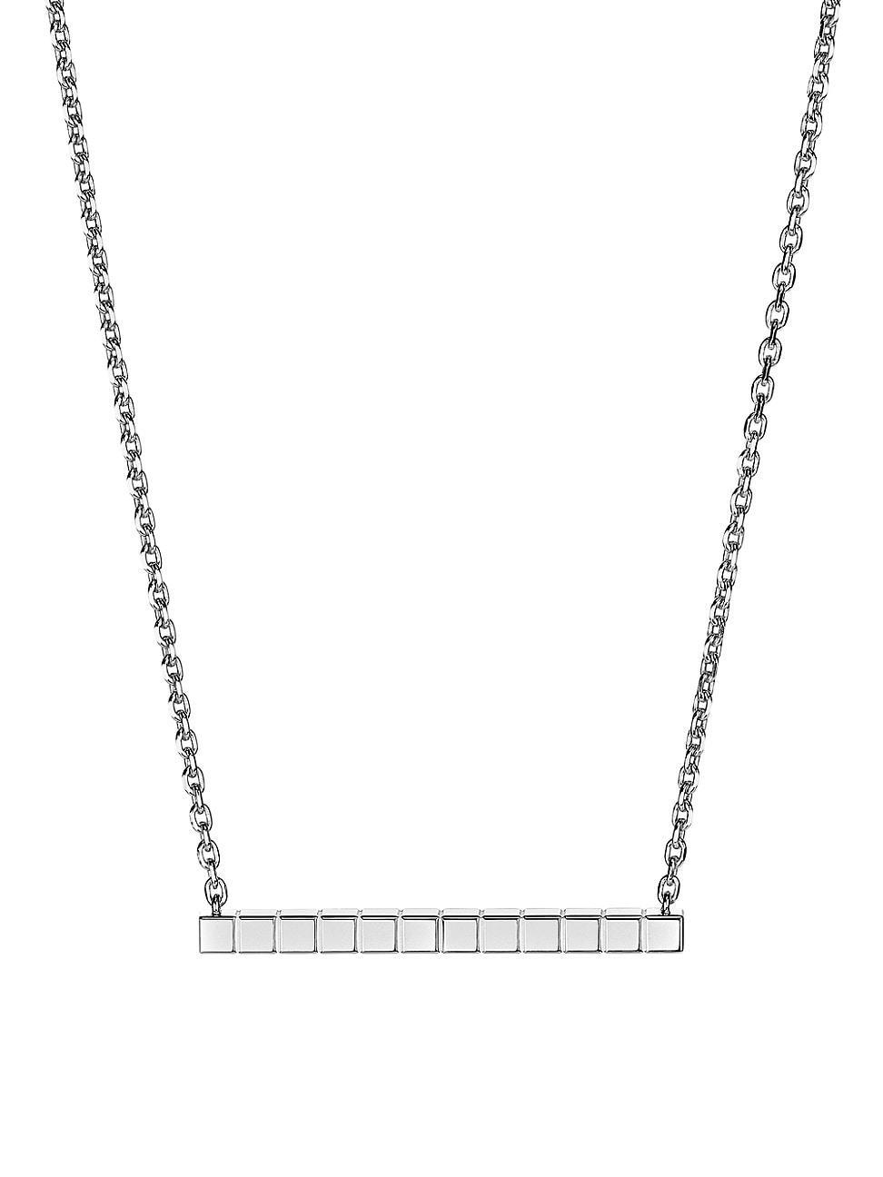 Womens Ice Cube 18K White Gold Pendant Necklace Product Image