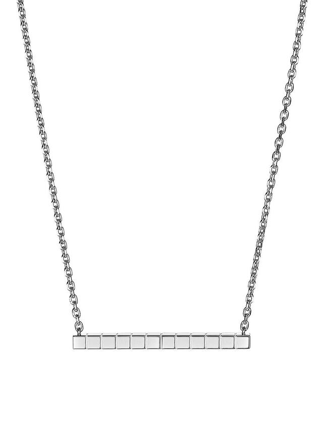 Womens Ice Cube 18K White Gold Pendant Necklace Product Image