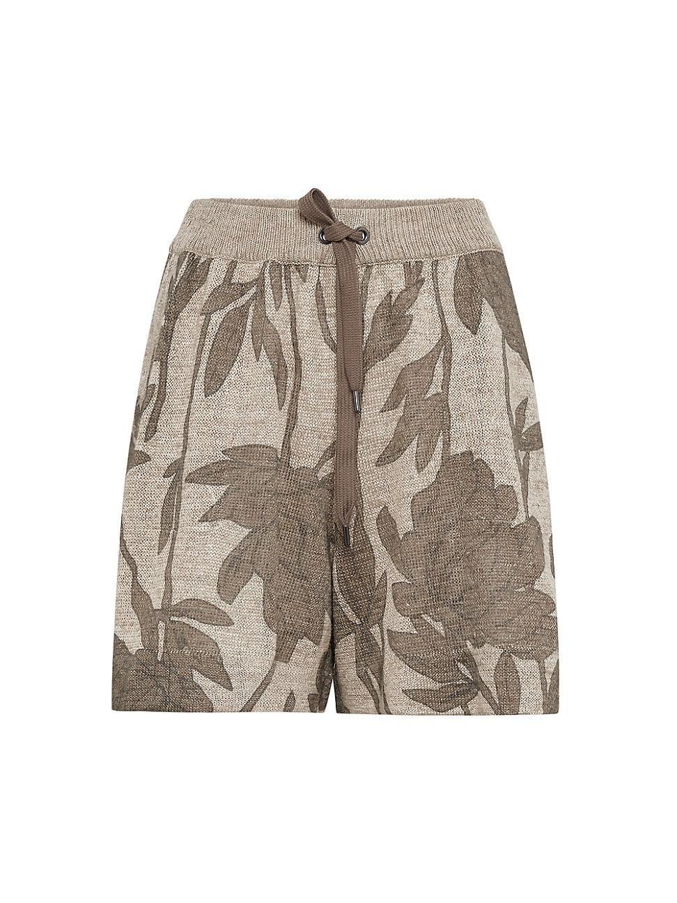 Womens Magnolia Print Linen and Silk Knit Bermuda Shorts Product Image