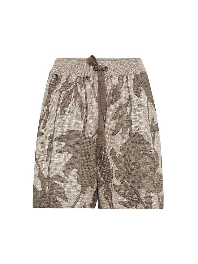 Womens Magnolia Print Linen and Silk Knit Bermuda Shorts Product Image