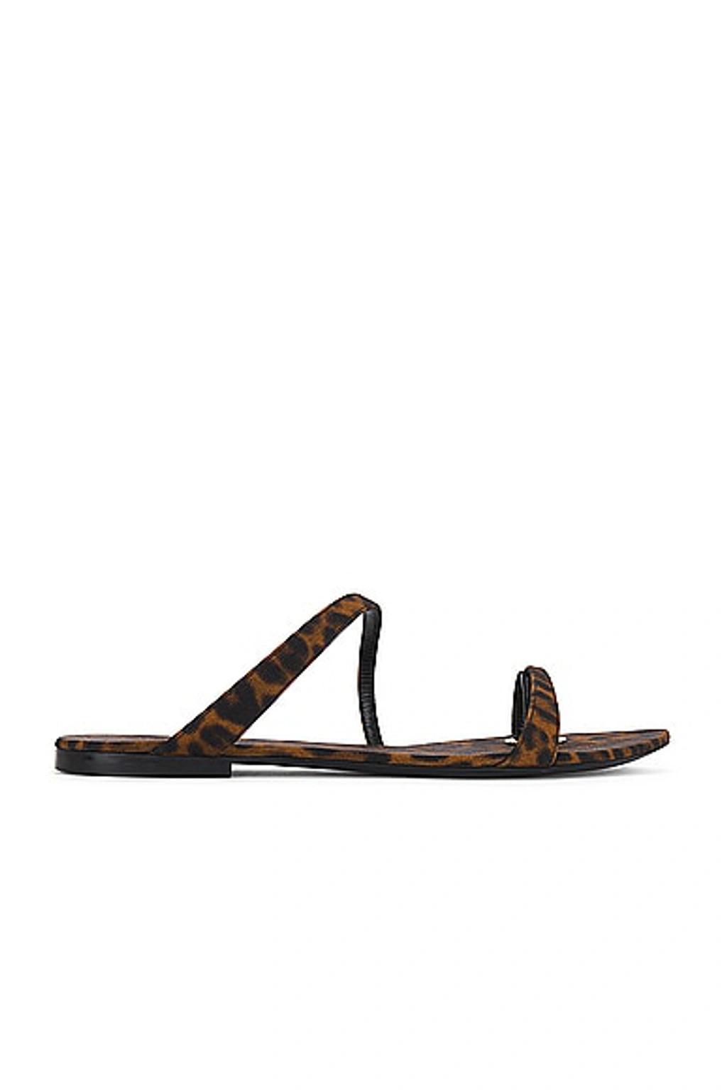 SAINT LAURENT Women's Tanger Slides In Leopard Grosgrain In Manto Naturale Product Image