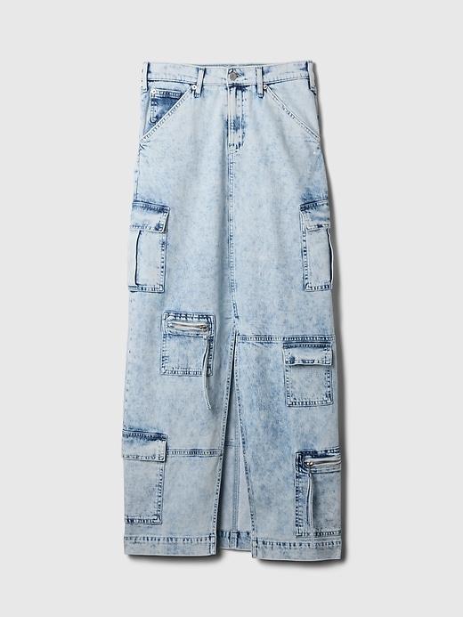 Denim Double Cargo Maxi Skirt Product Image