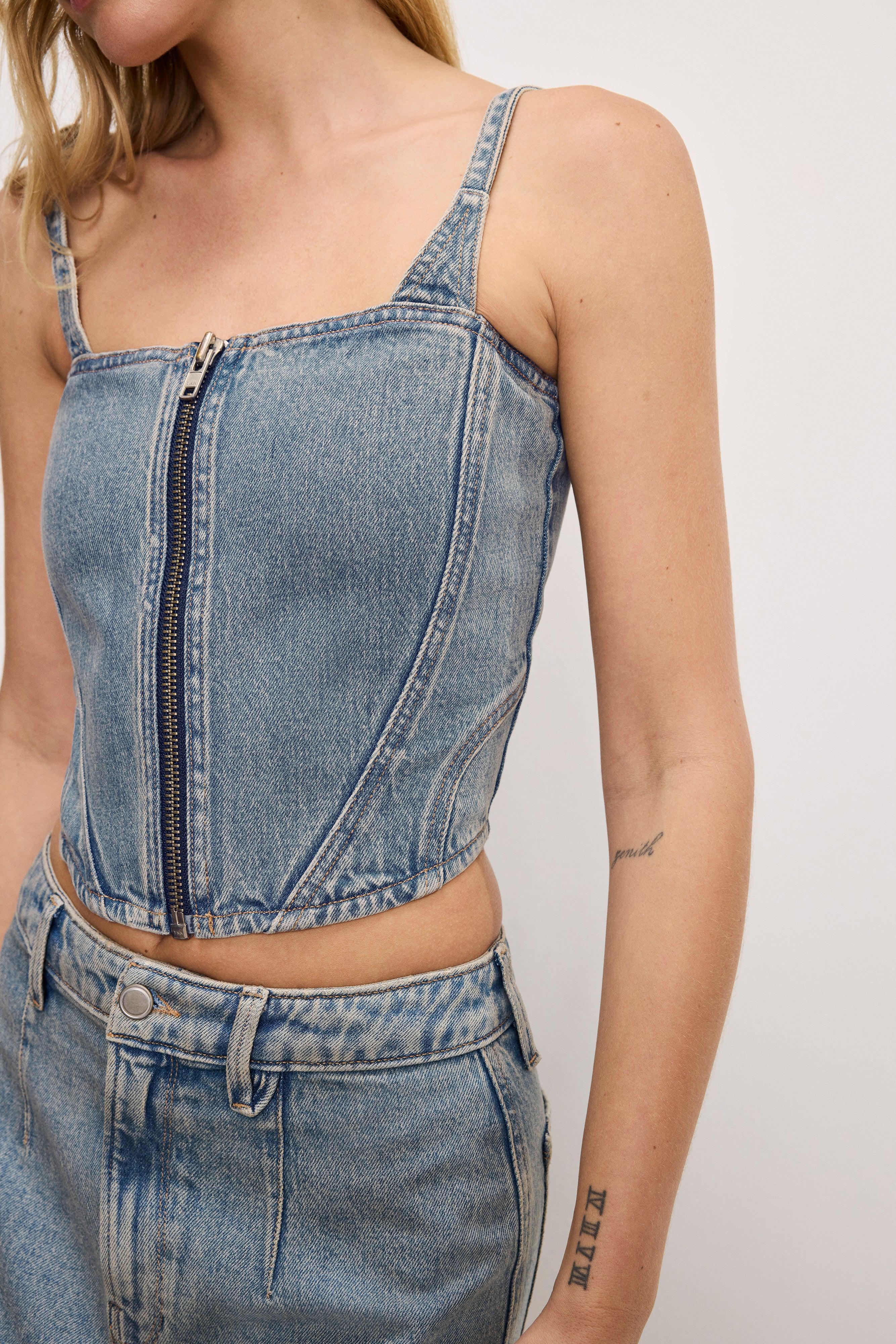 DENIM BUSTIER | INDIGO762 Product Image