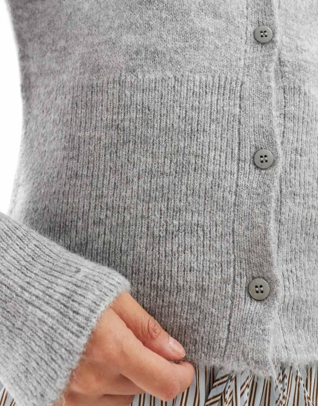 ASOS DESIGN knitted cardigan in gray heather Product Image