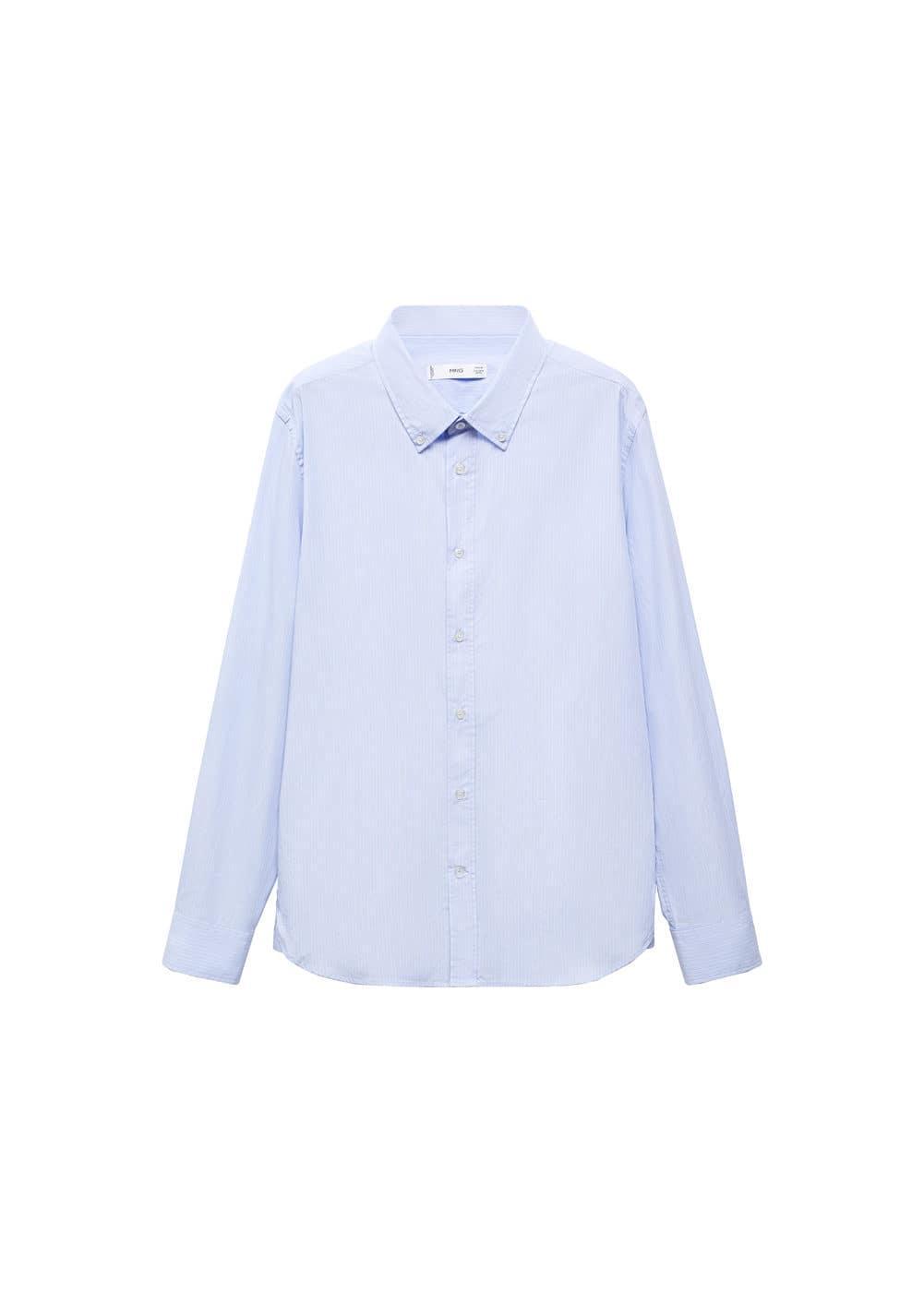 MANGO MAN - Regular-fit cotton striped shirt sky blueMen Product Image