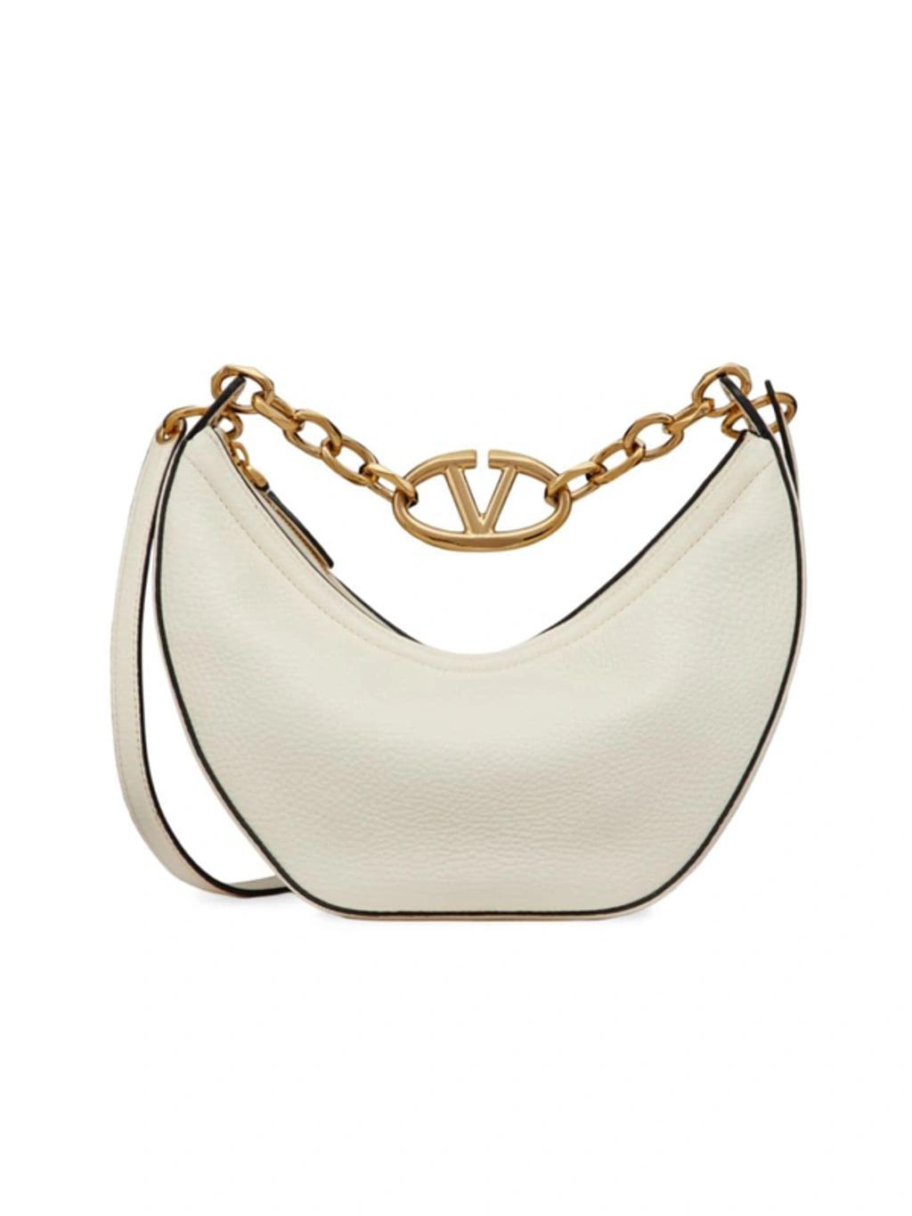 VALENTINO GARAVANI Neutral Vlogo Moon Small Shoulder Bag In Ivory Product Image