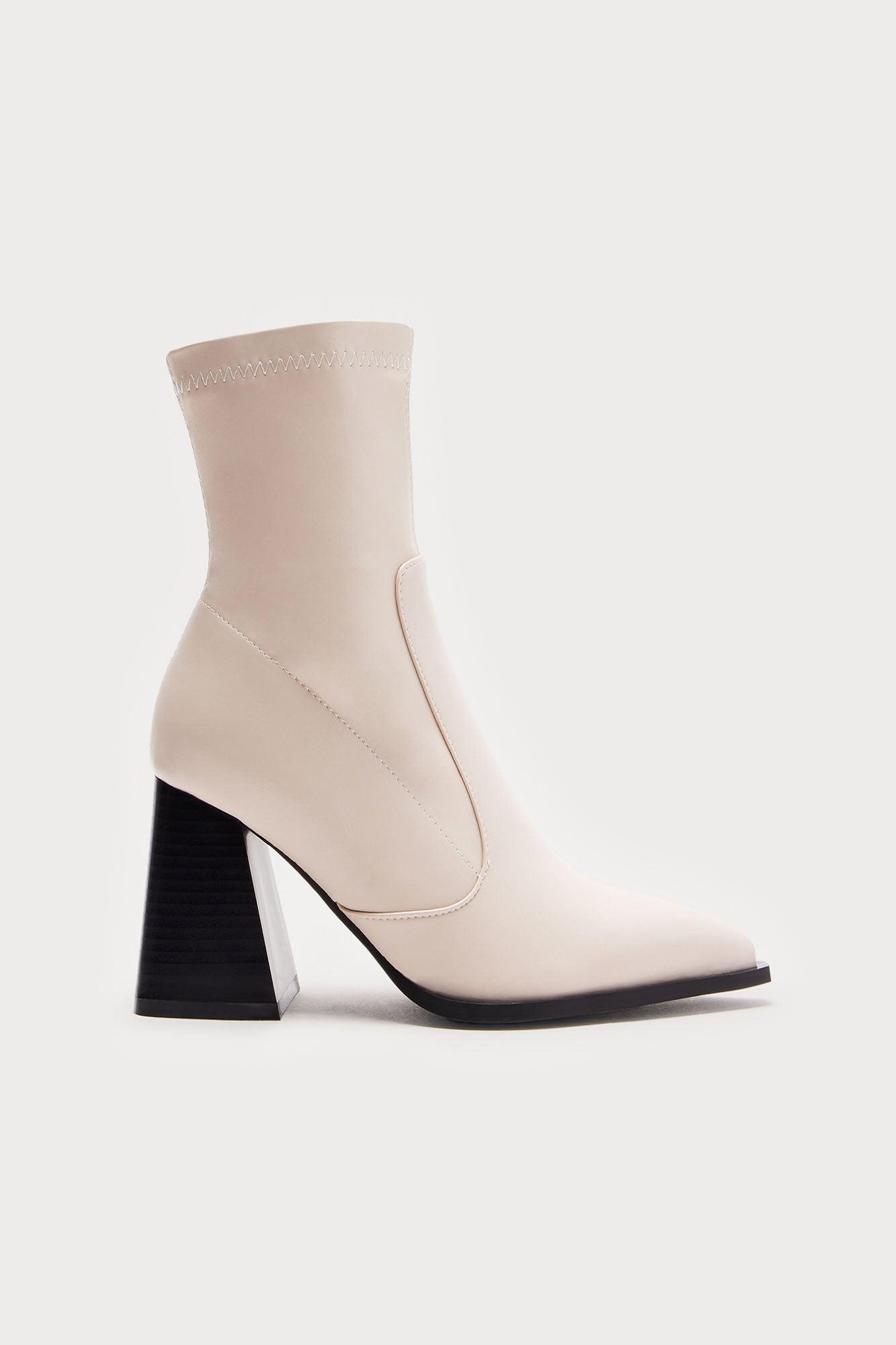 Boise Heeled Booties - Cream Product Image