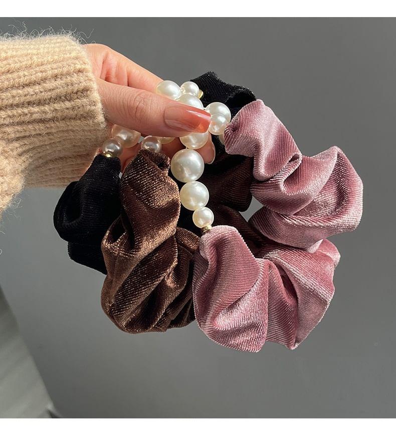 Faux Pearl Velvet Scrunchie Product Image