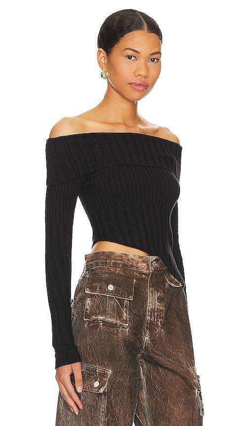 superdown Regina Off Shoulder Sweater in Black. Size M, S, XS. Product Image