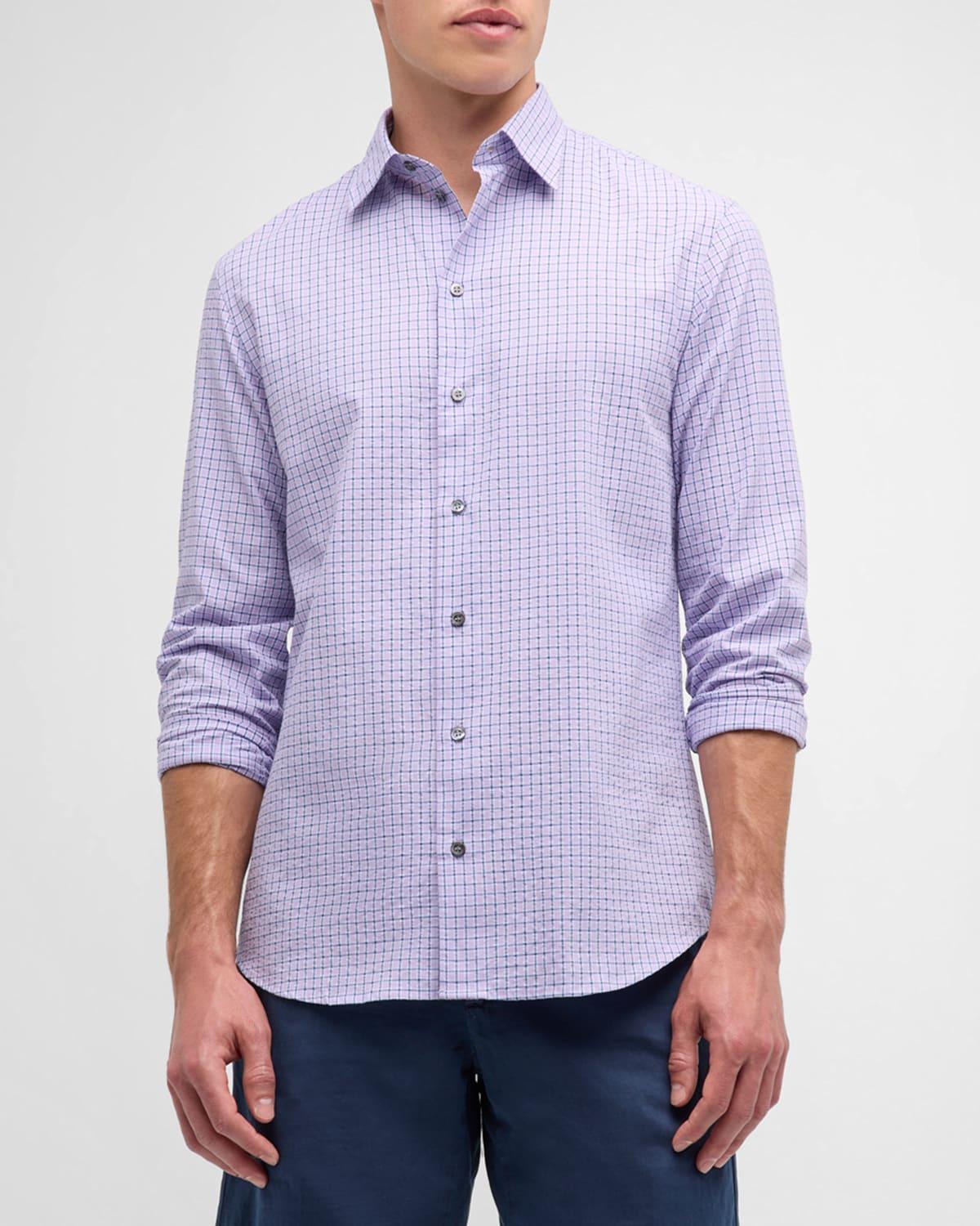 Mens Checked Cotton Button-Front Shirt Product Image