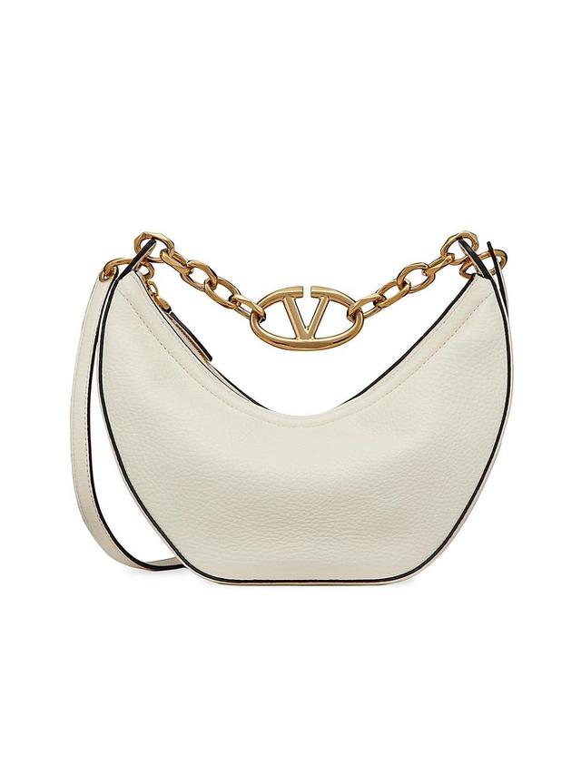 Womens Small VLogo Moon Hobo Bag In Leather With Chain Product Image