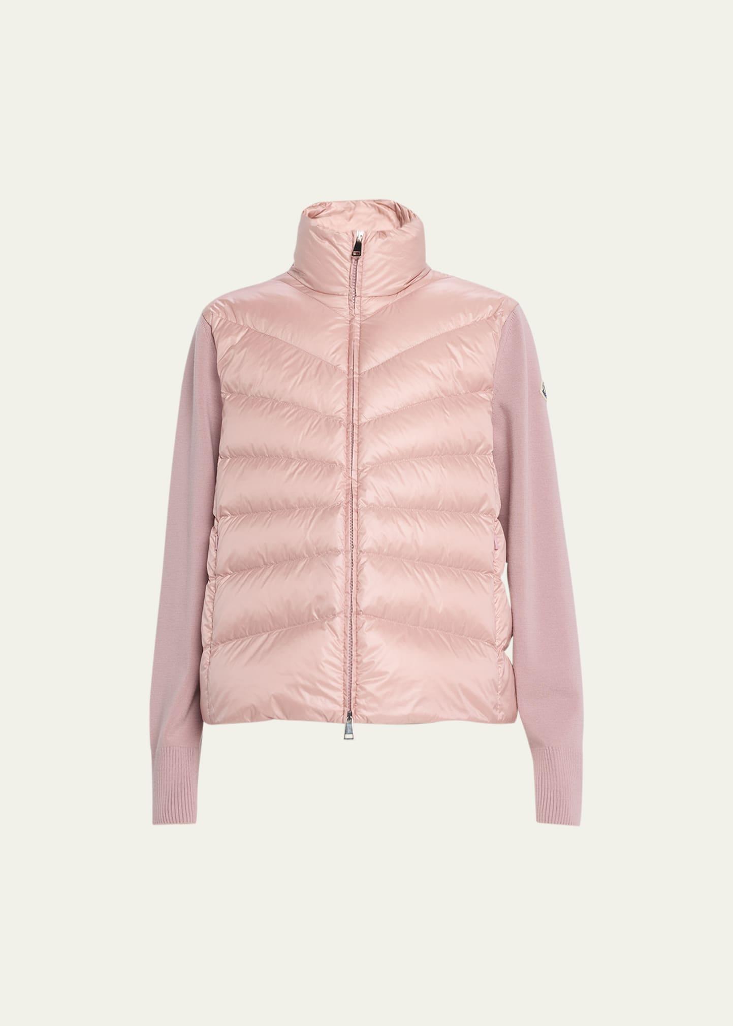 Moncler Quilted Nylon & Wool Knit Cardigan Product Image