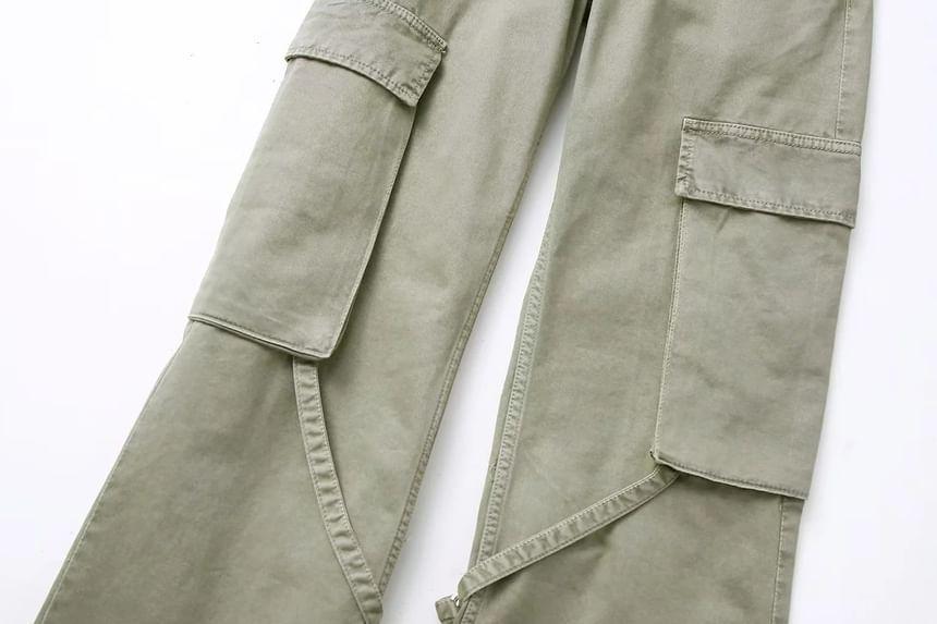 Mid Rise Plain Wide Leg Cargo Pants product image