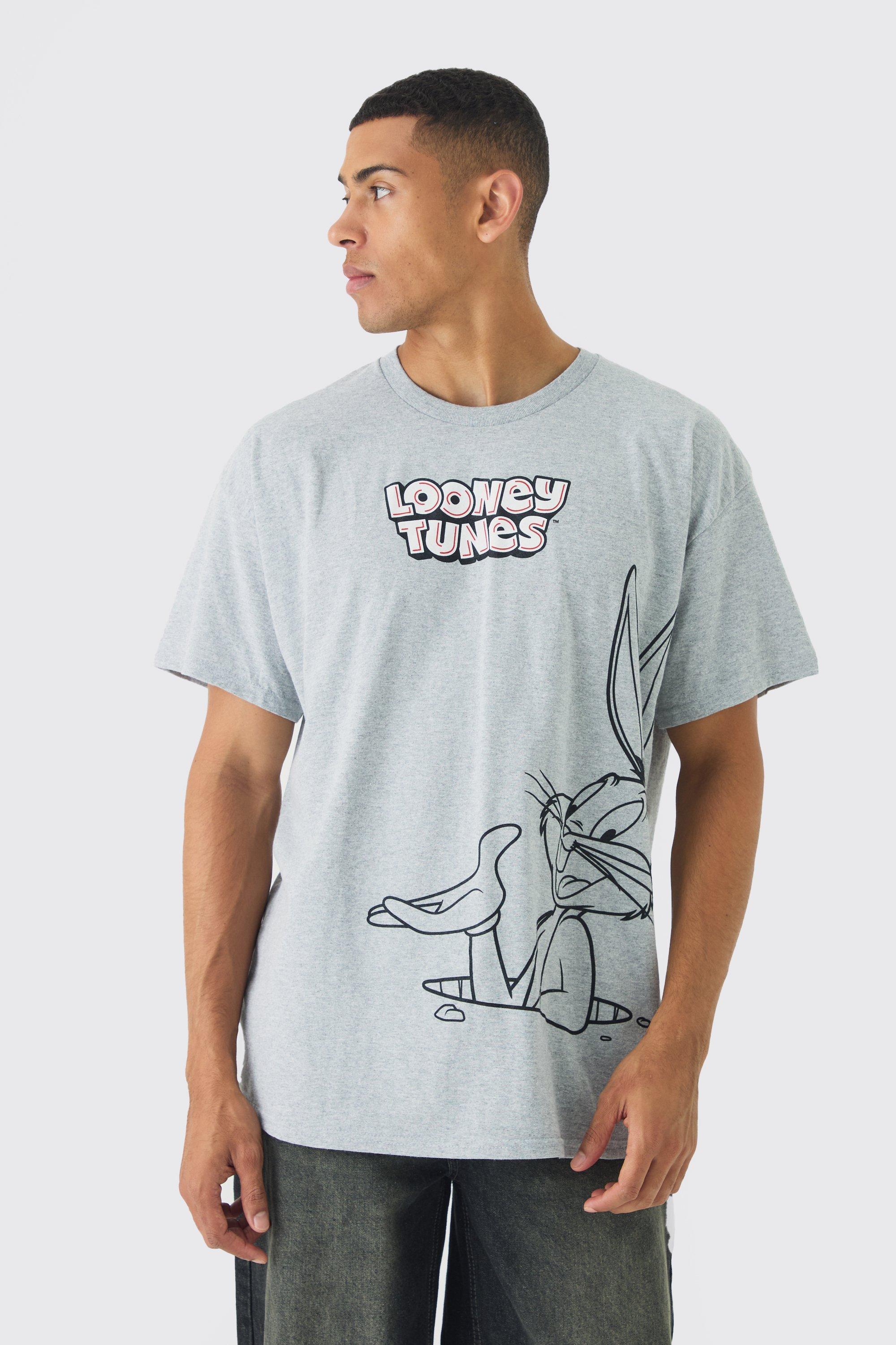 Oversized Looney Tunes Wash License Print T-shirt | boohooMAN USA Product Image