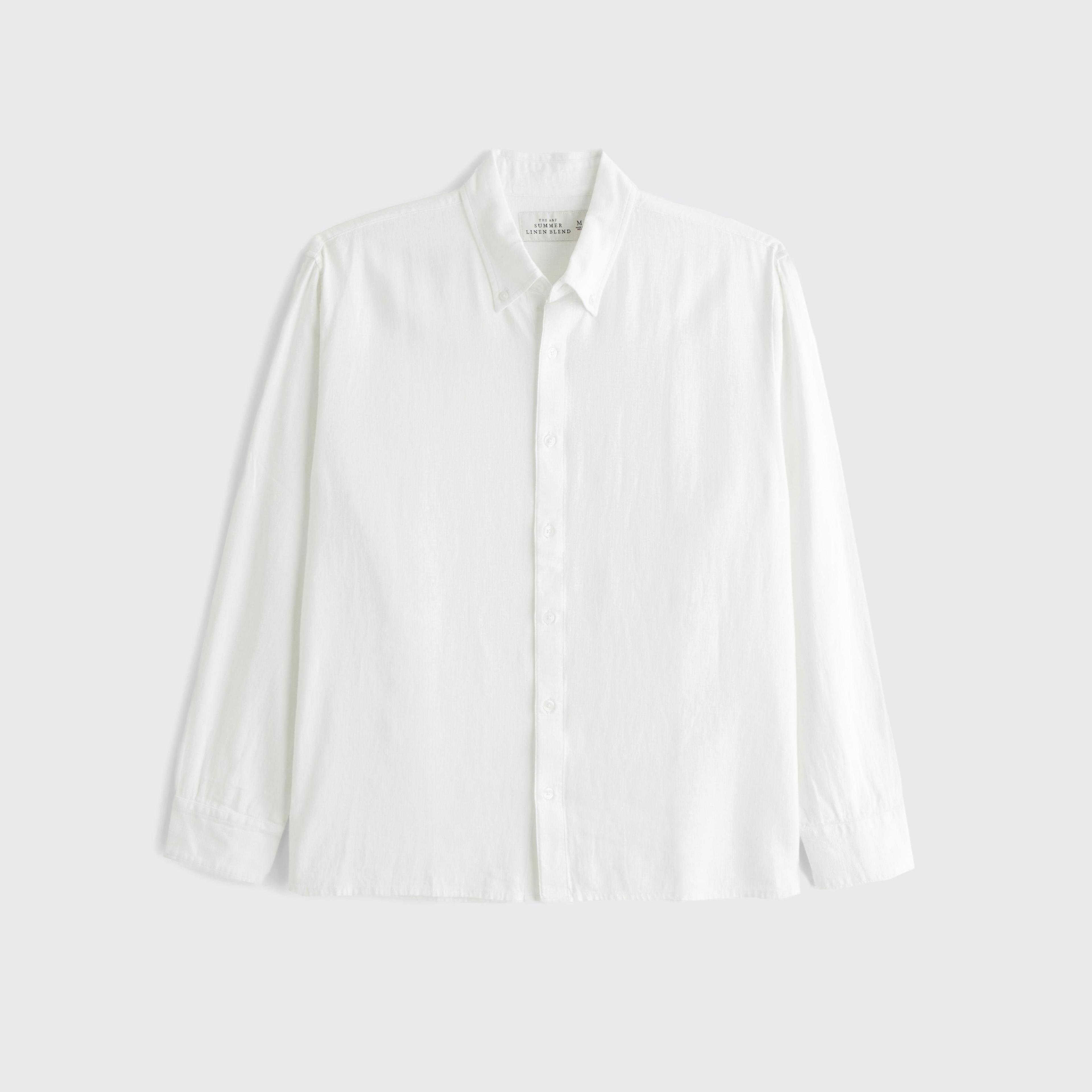 Summer Linen-Blend Button-Up Shirt Product Image