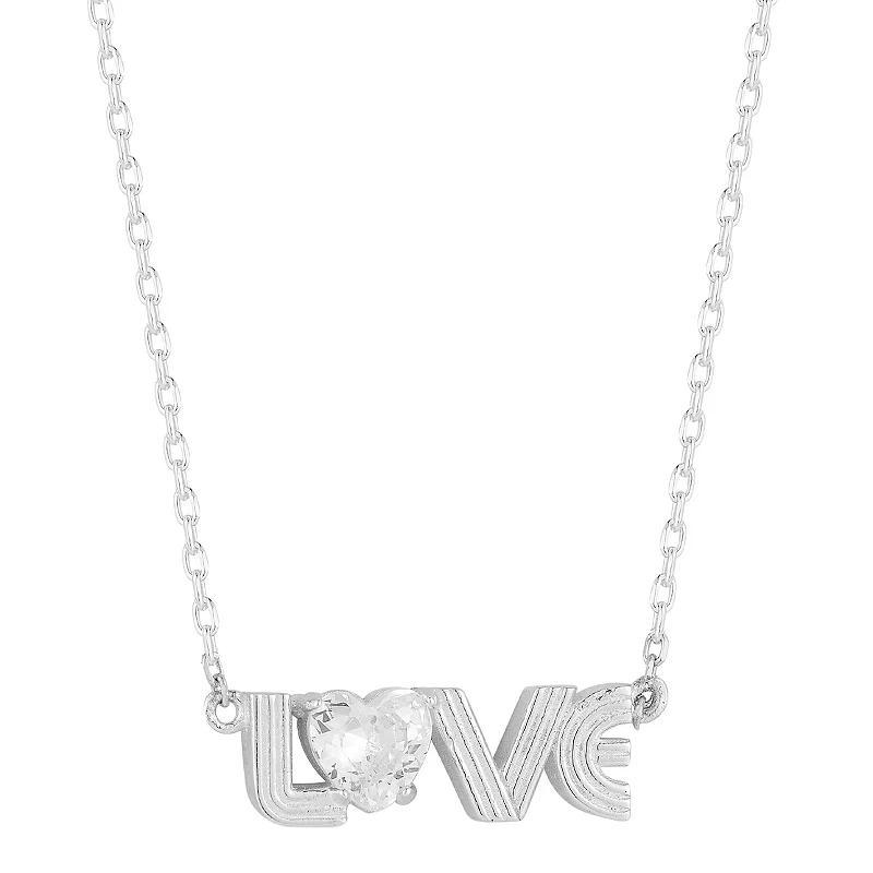 Sunkissed Sterling Cubic Zirconia LOVE Necklace, Womens Silver Tone Product Image