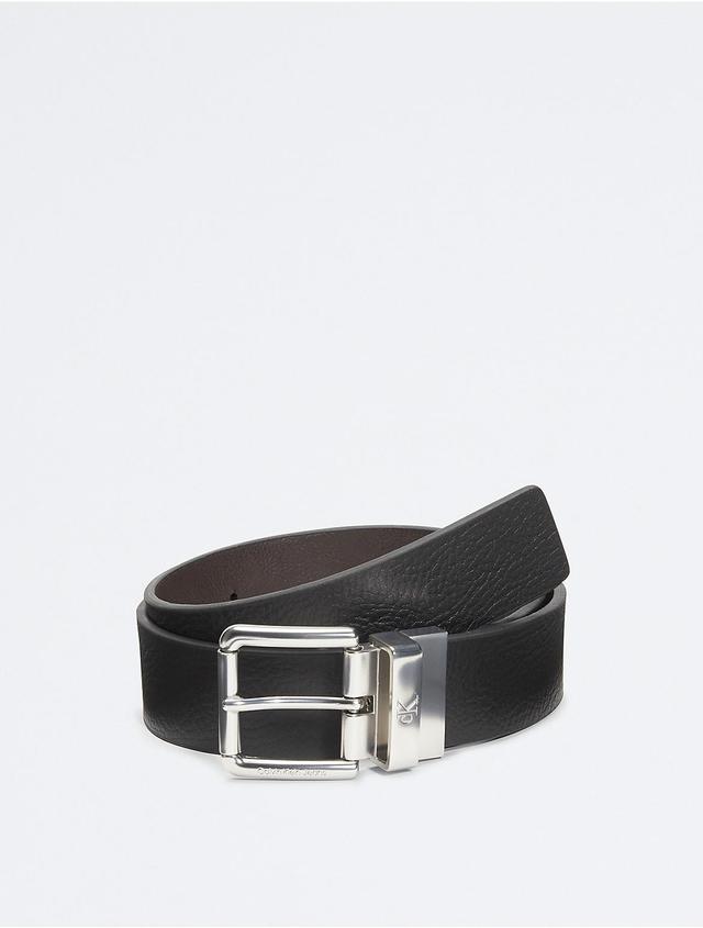 Calvin Klein Mens Pebbled Leather Reversible Jean Belt - Black - S Product Image