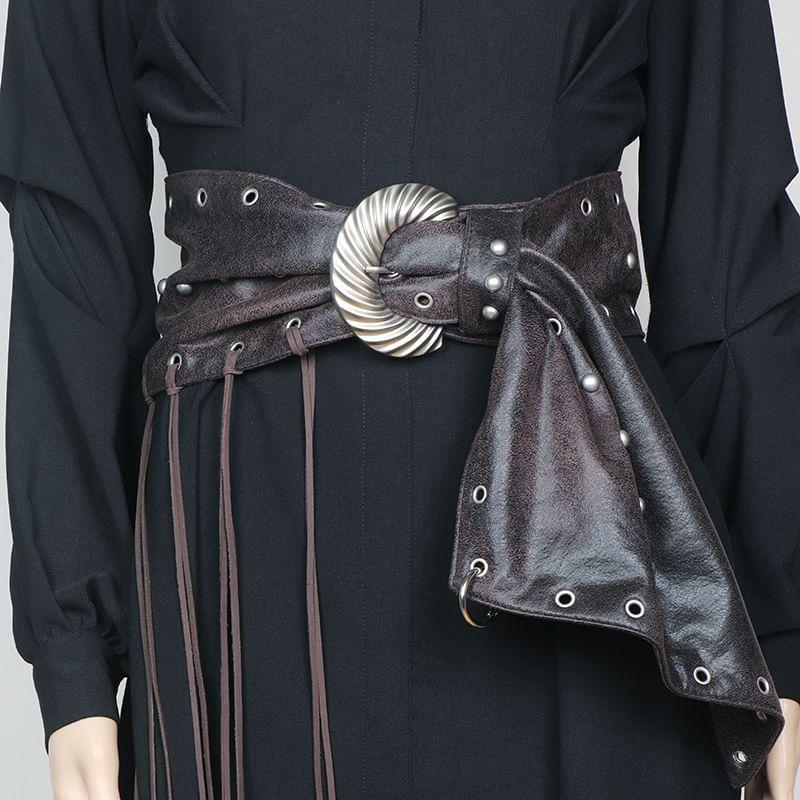 Fringe Faux Leather Thick Belt Product Image