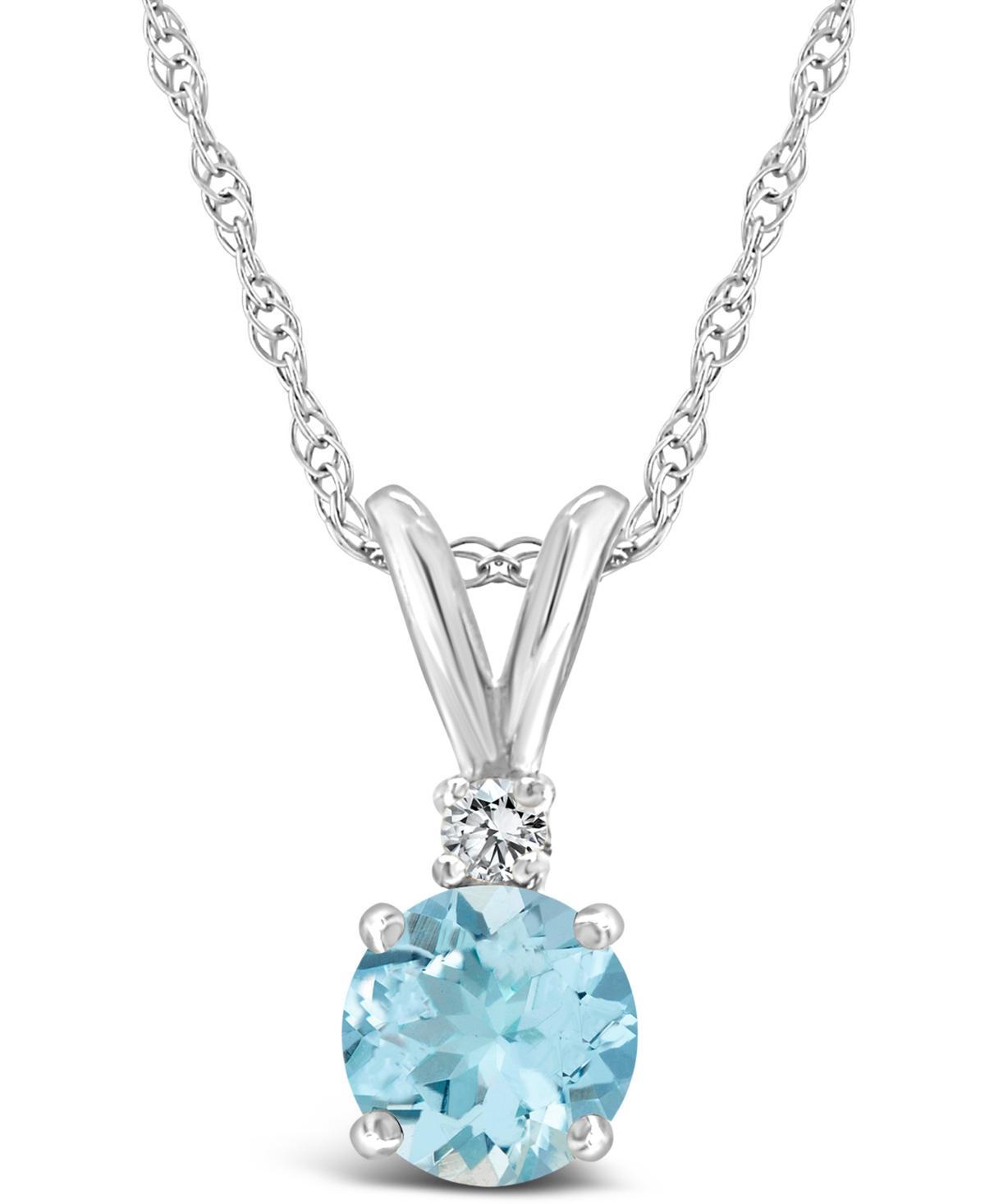 Belk & Co 14K Gold 5Mm Round Aquamarine Diamond Accent Pendant Product Image