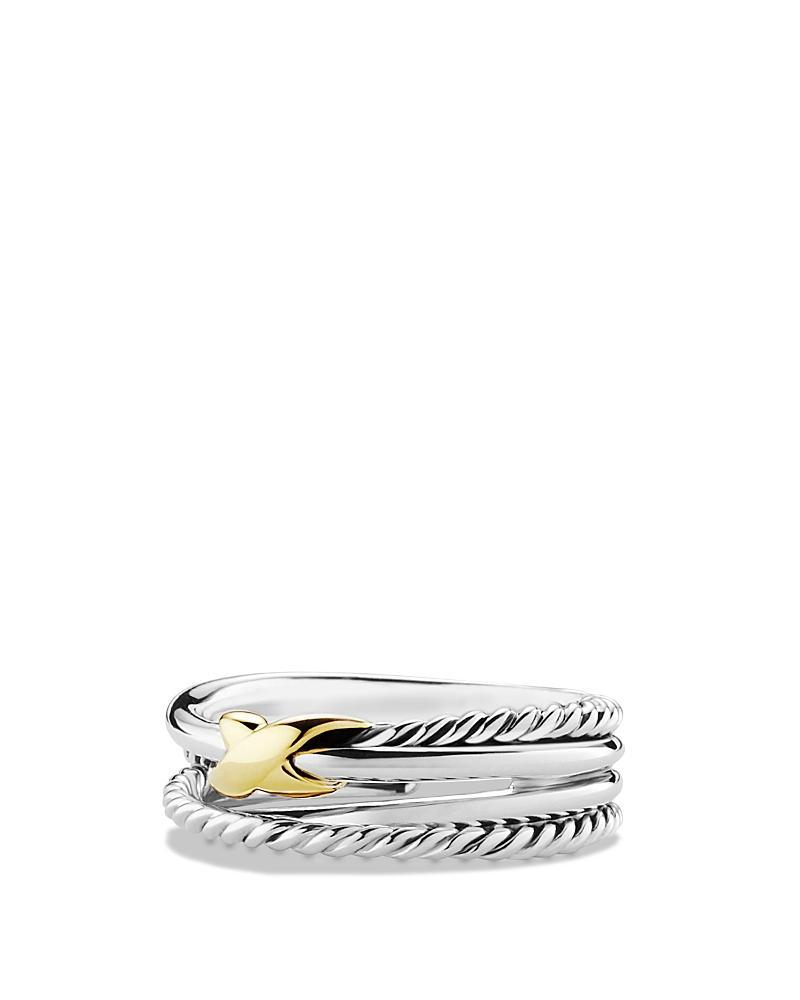 Womens X Crossover Band Ring in Sterling Silver Product Image