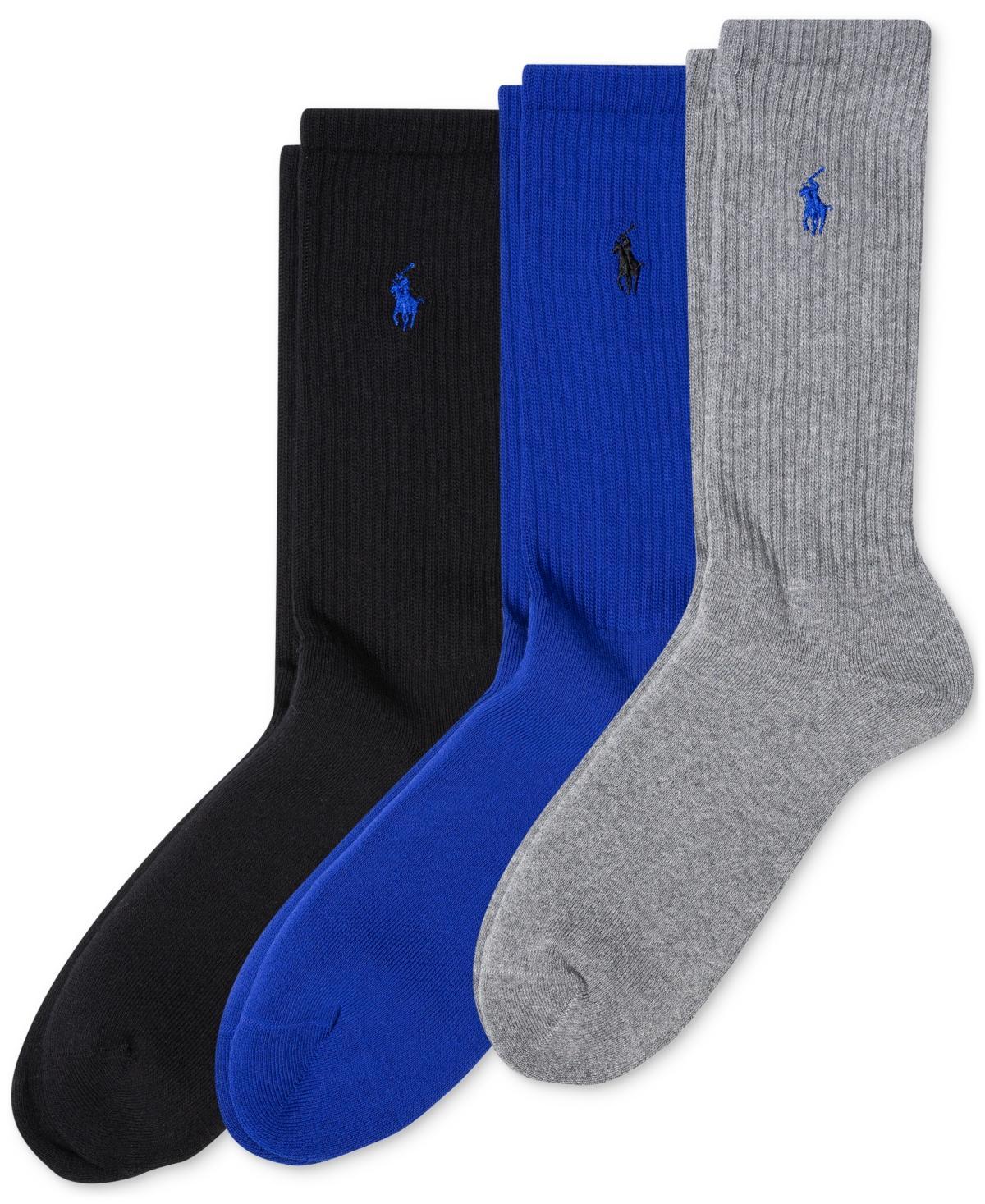 Polo Ralph Lauren 3 Pack Ribbed Cushion Foot Crew Mens Socks Product Image