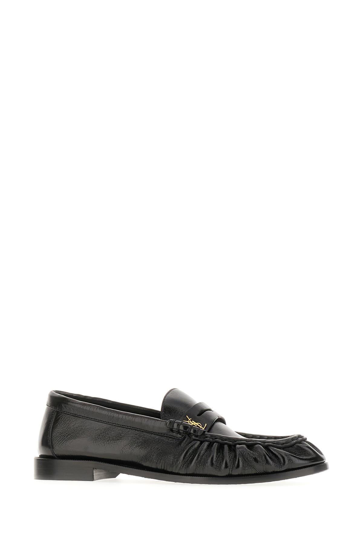 SAINT LAURENT Black Leather Loafers Product Image