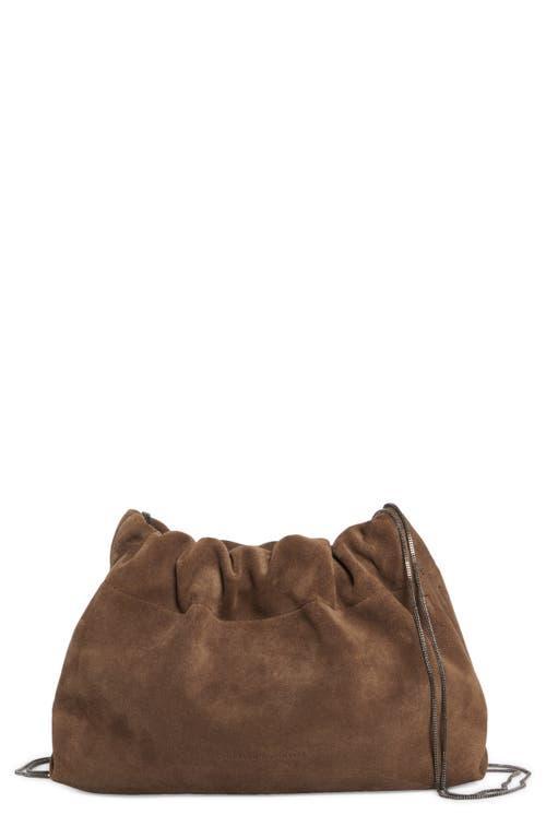 Womens Suede Soft Bag With Precious Chain Product Image