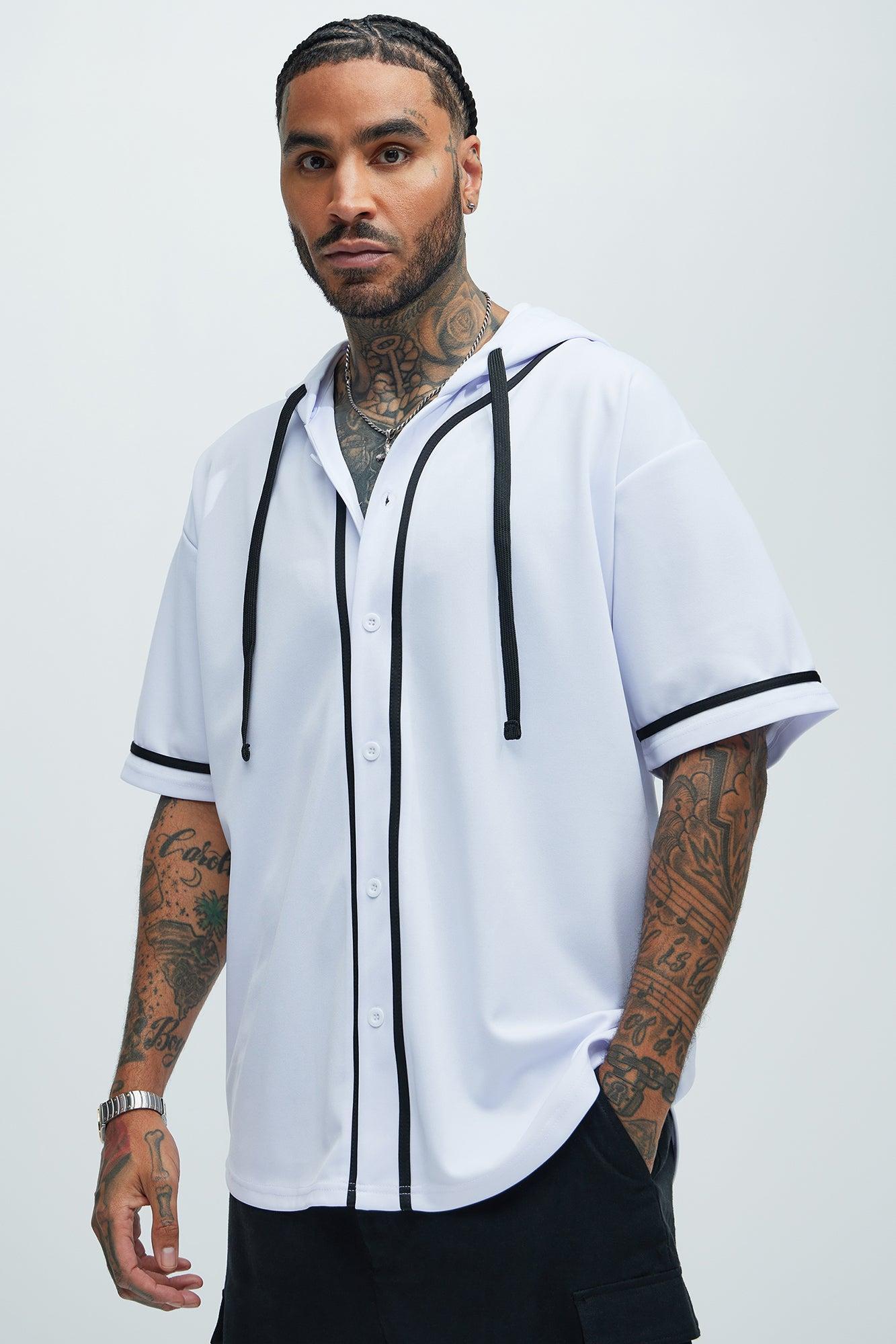 Basic Hooded Baseball Jersey - White Product Image