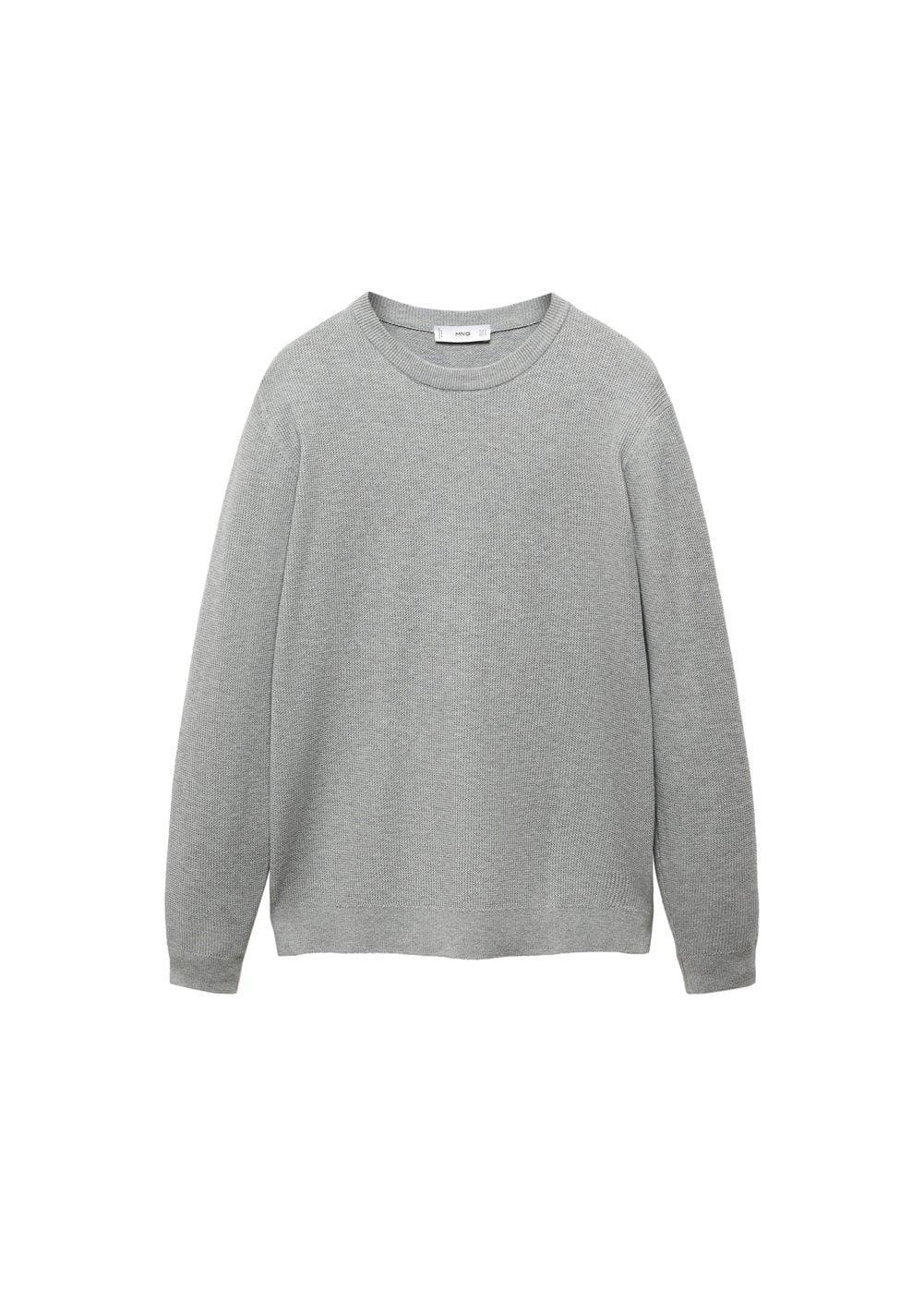 MANGO MAN - Structured cotton sweater medium heather greyMen Product Image